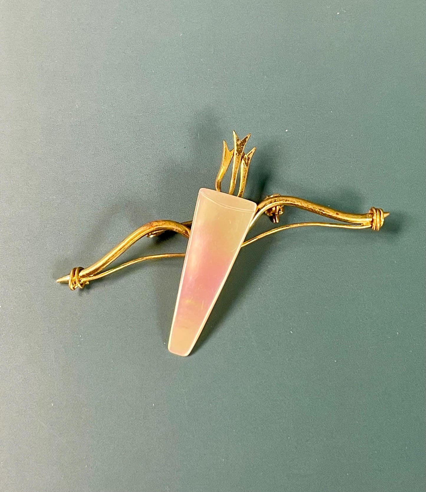 2.75 inch Mother of Pearl Bow and Arrow Brooch
