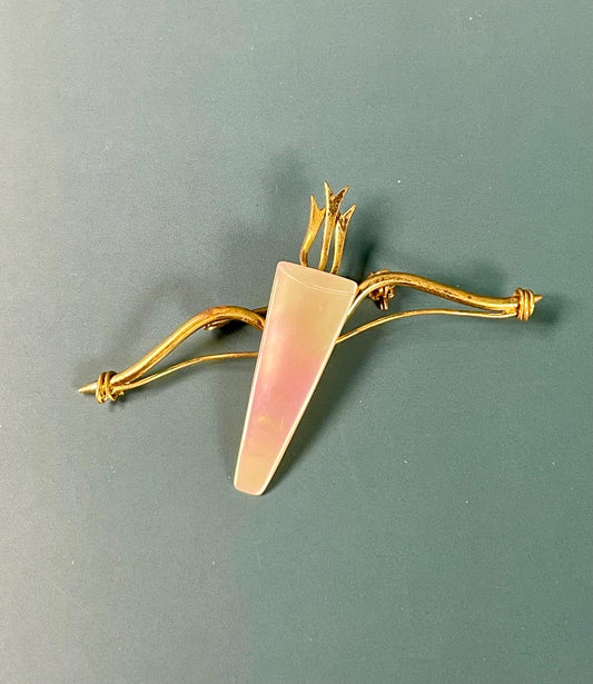 2.75 inch Mother of Pearl Bow and Arrow Brooch