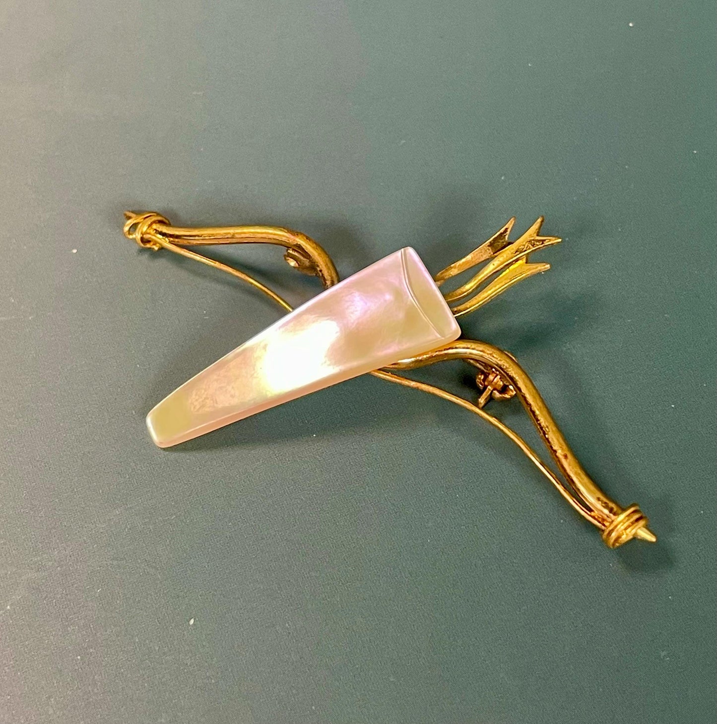 2.75 inch Mother of Pearl Bow and Arrow Brooch
