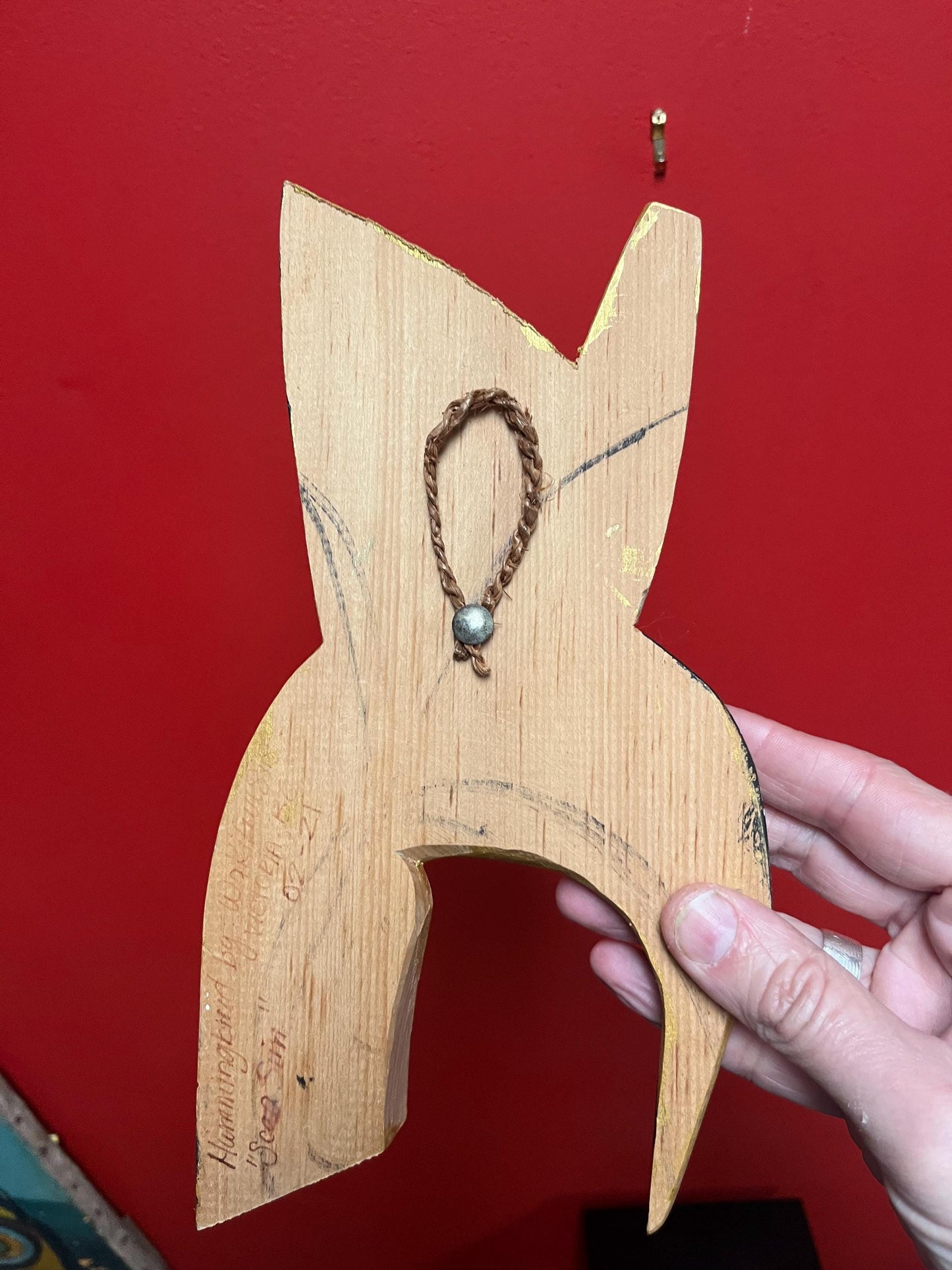 Beautiful 11 x 6 wide well painted signed in indigenous first nations, Pacific Northwest Coast Hummingbird plaque  ready to hang