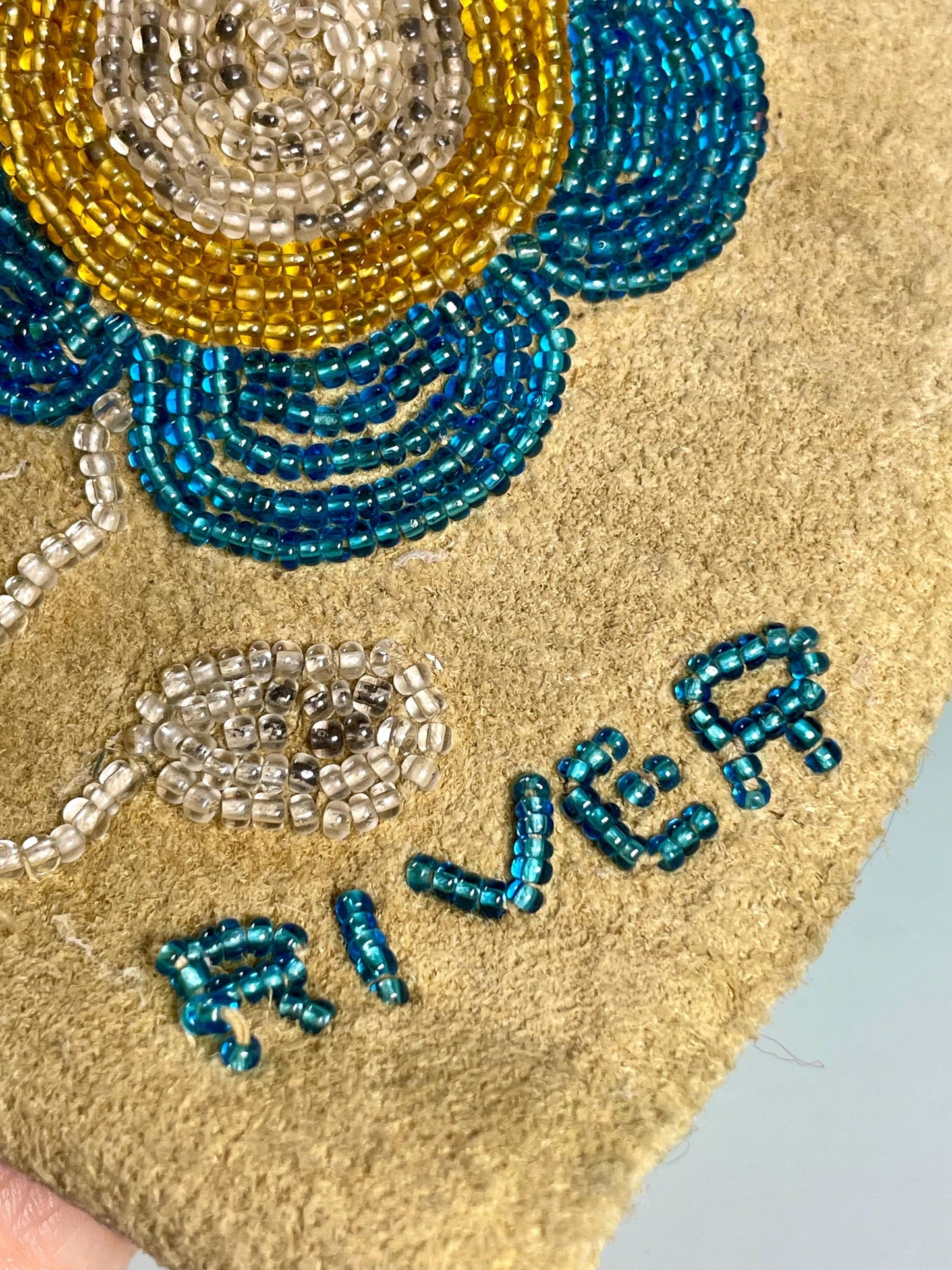 8 x 4.5 inch Indigenous First Nations Beaded Piece of Leather