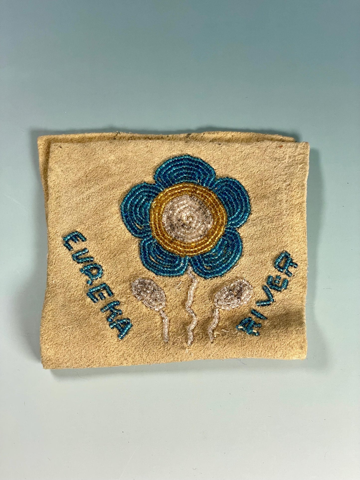 8 x 4.5 inch Indigenous First Nations Beaded Piece of Leather