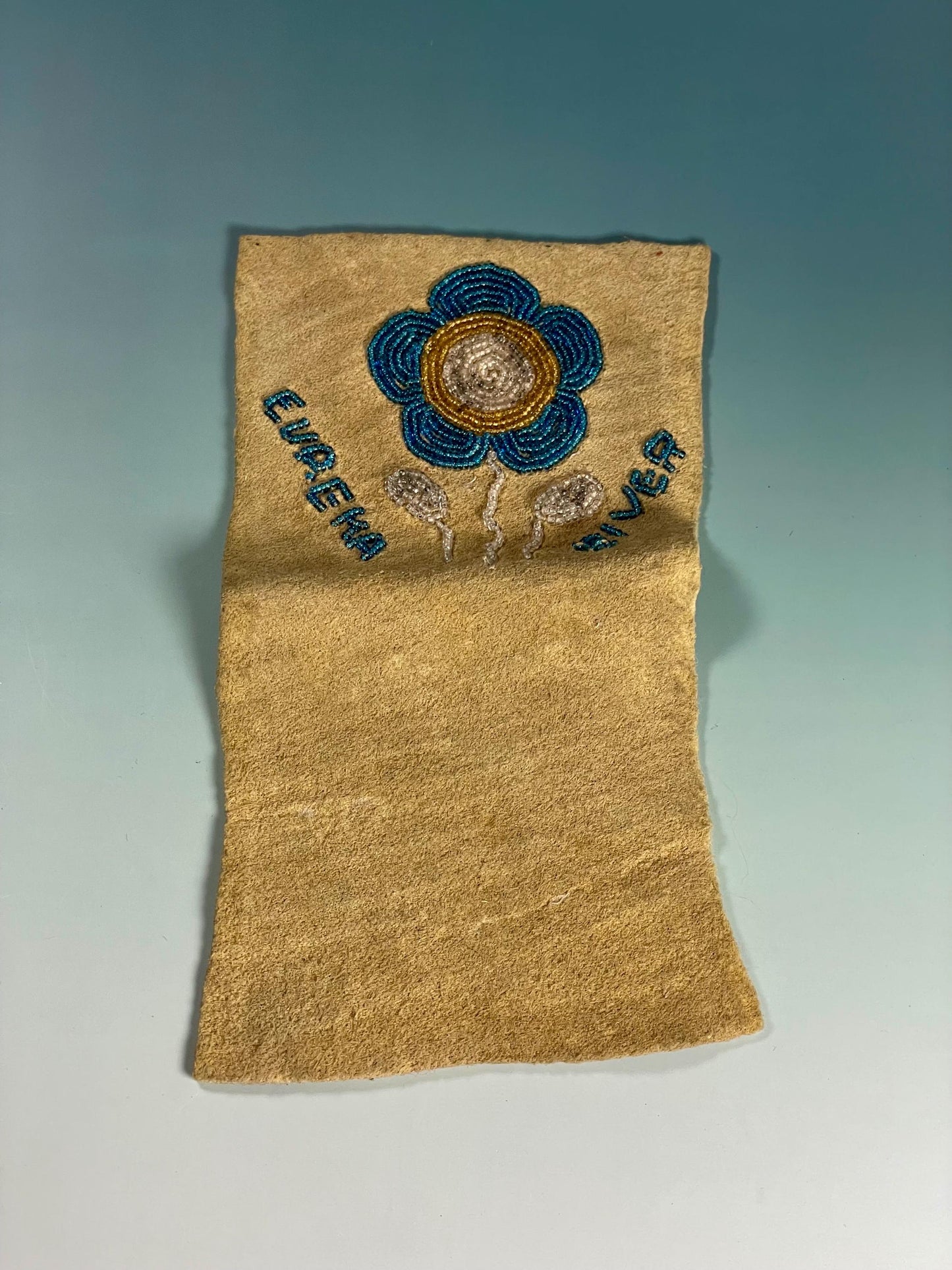 8 x 4.5 inch Indigenous First Nations Beaded Piece of Leather