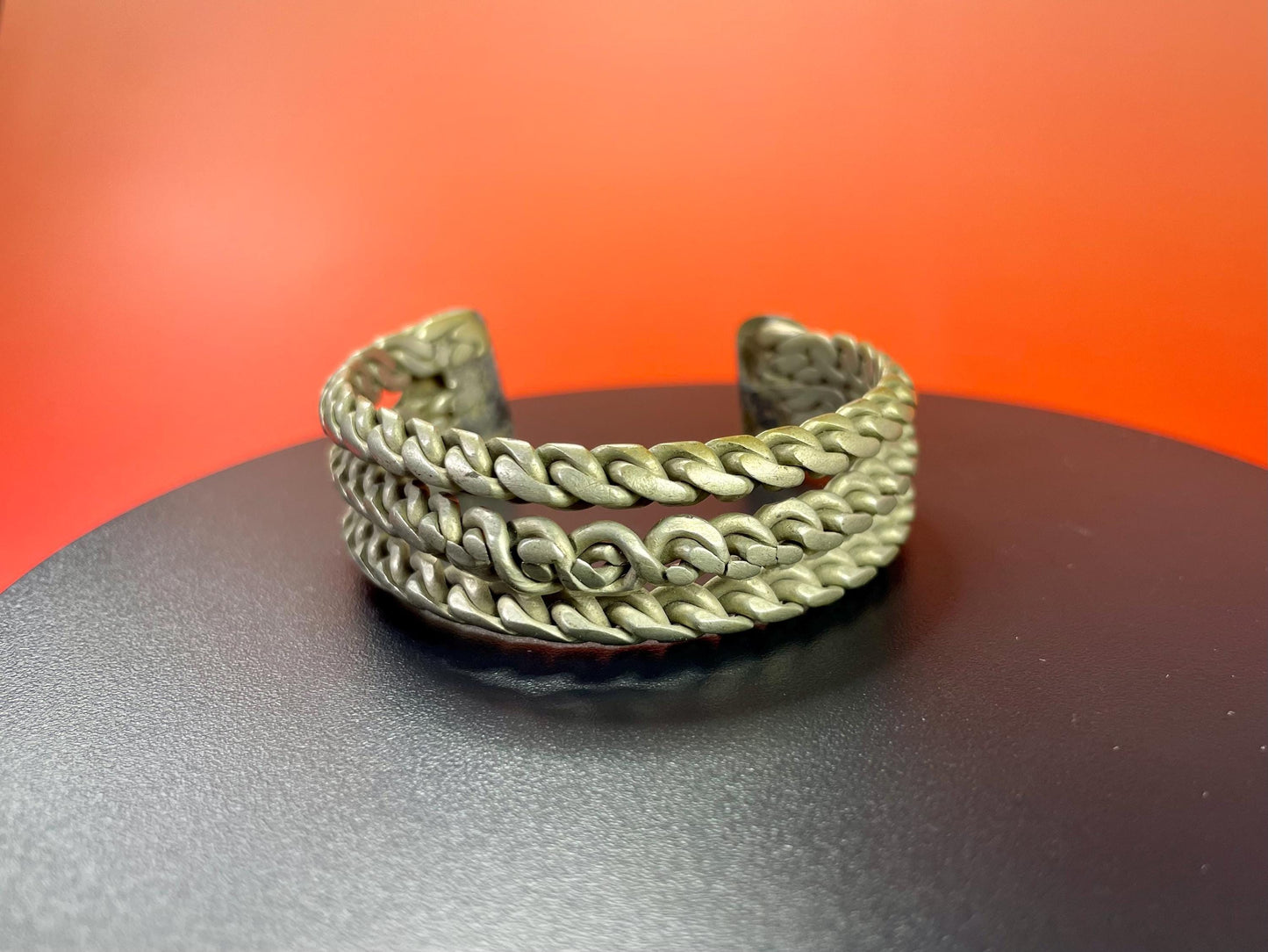 2.25 inch Detailed untested silver Large cuff bracelet