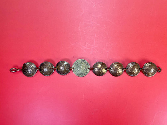Lovely old handmade 7.5 inch long Canadian Penny bracelet   unique and wonderful gift