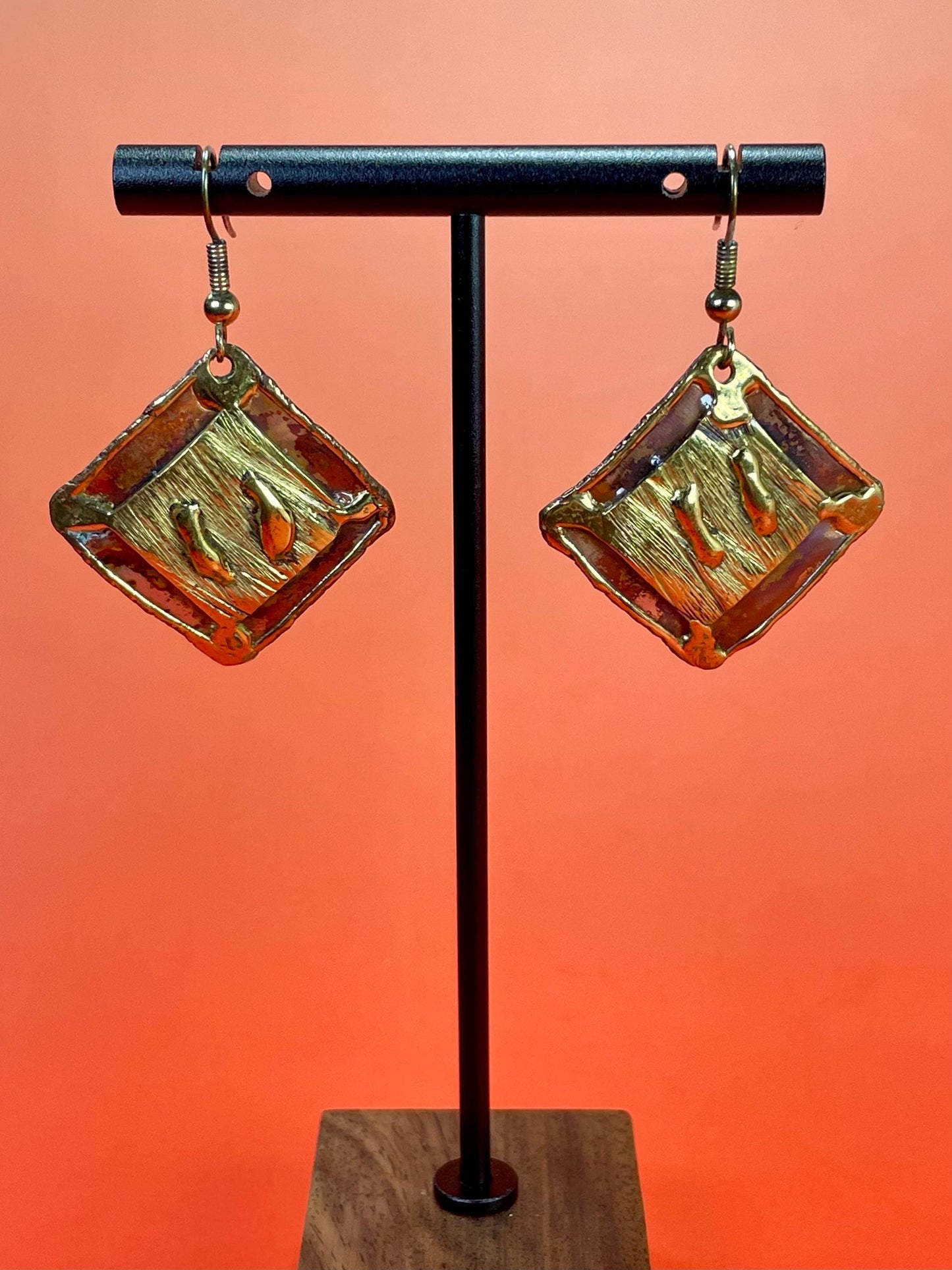 Handcrafted Copper & Gold Geometric Earrings