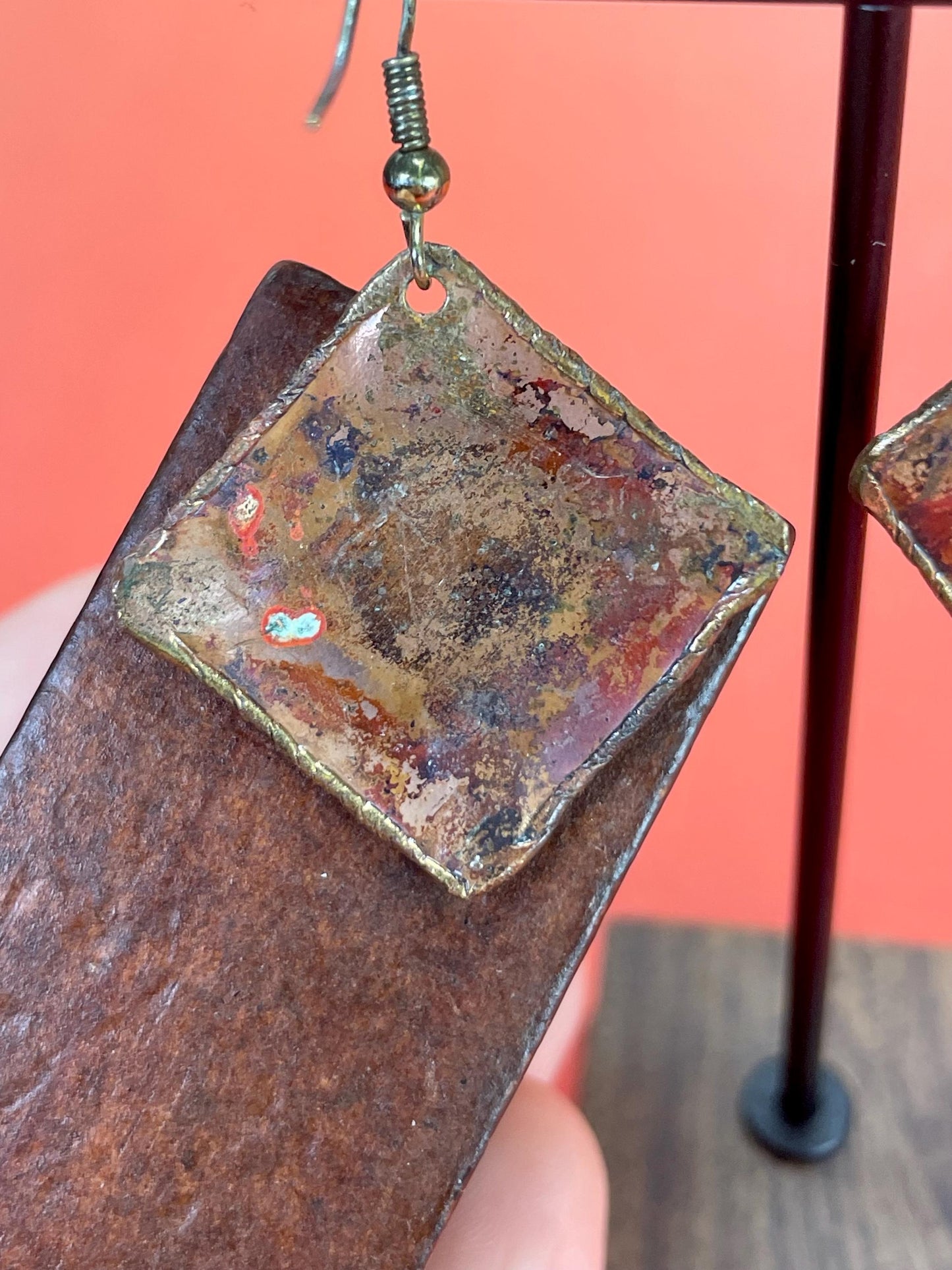 Handcrafted Copper & Gold Geometric Earrings