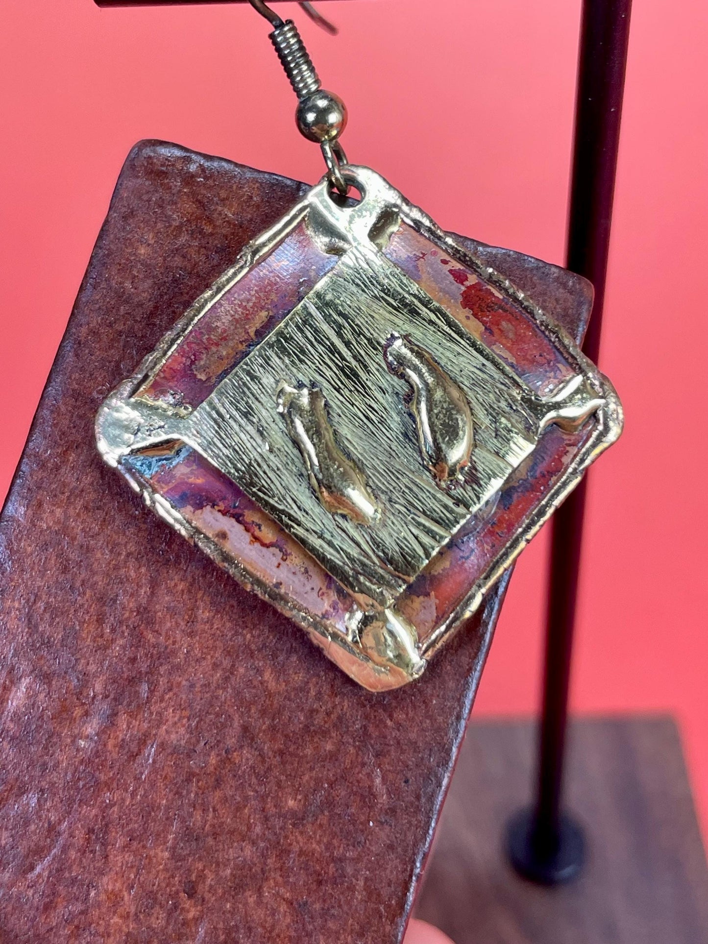 Handcrafted Copper & Gold Geometric Earrings