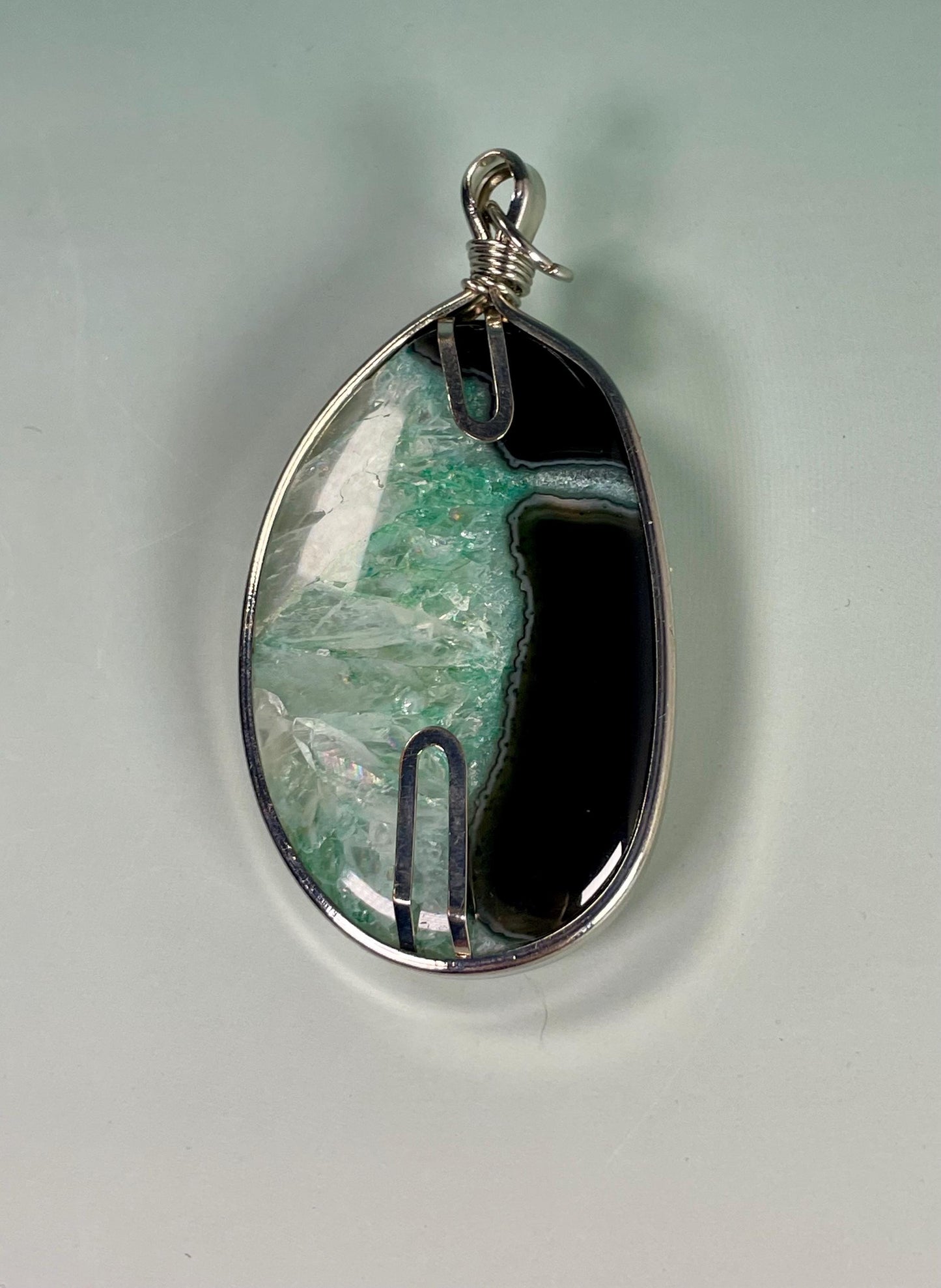 Stunning 3 inch Stone and Silver Pendant