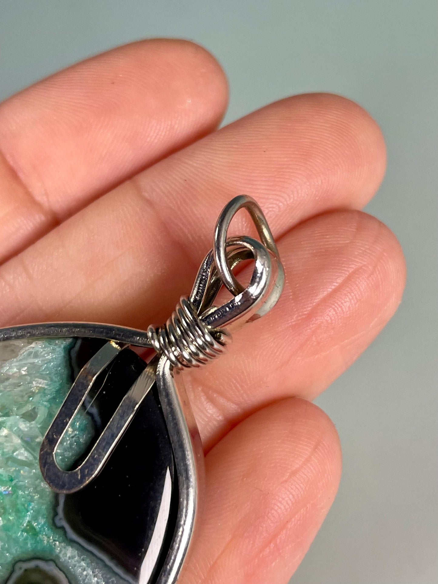 Stunning 3 inch Stone and Silver Pendant