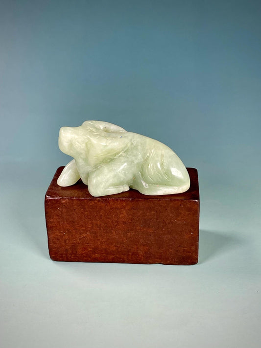 2 x 1 inch Jade Bull Figurine