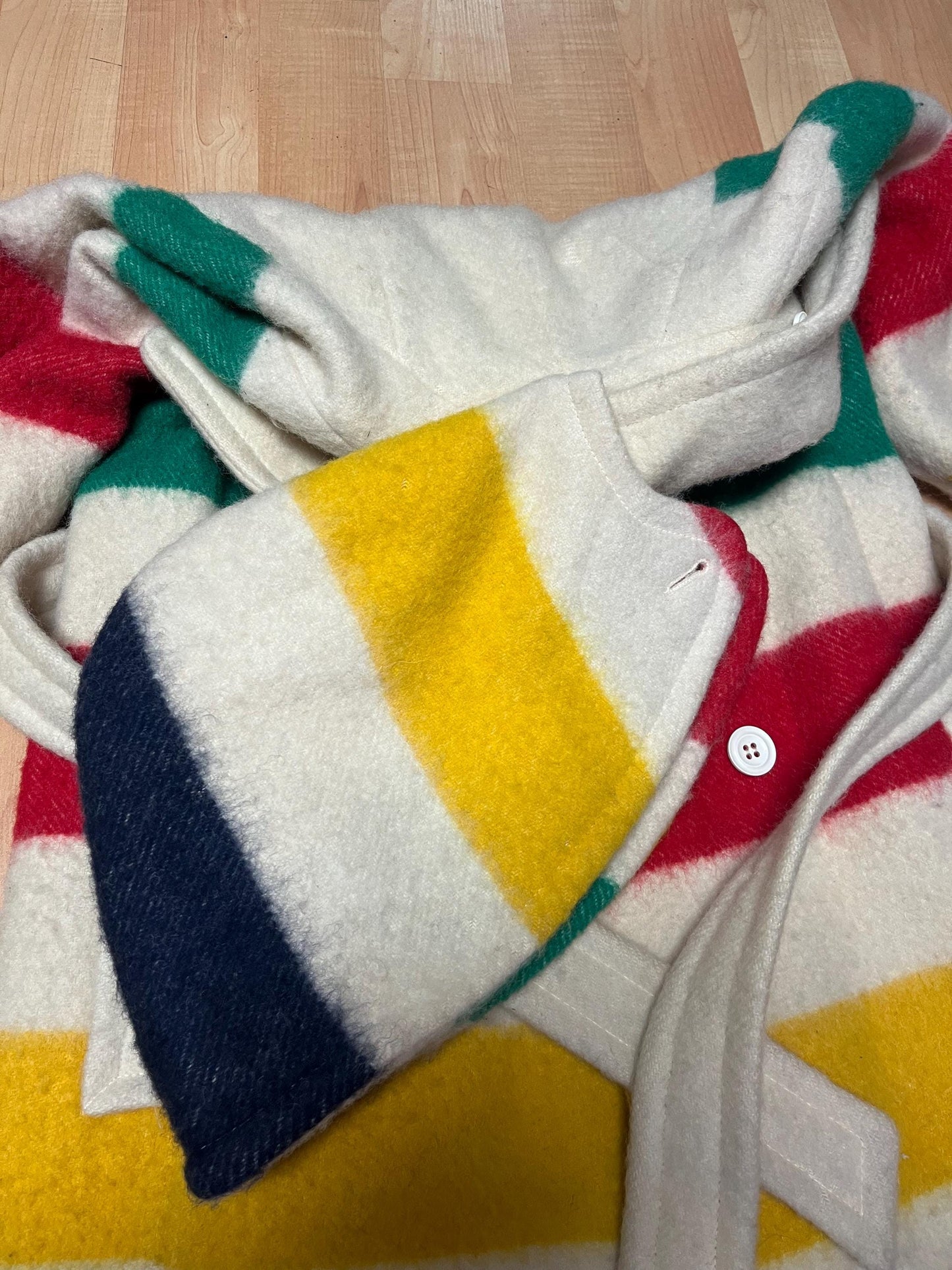 Amazing authentic Hudson Bay Company coat with hood  44 inches tall x 24 inch chest - 27 sleeves and 14 hood  super condition