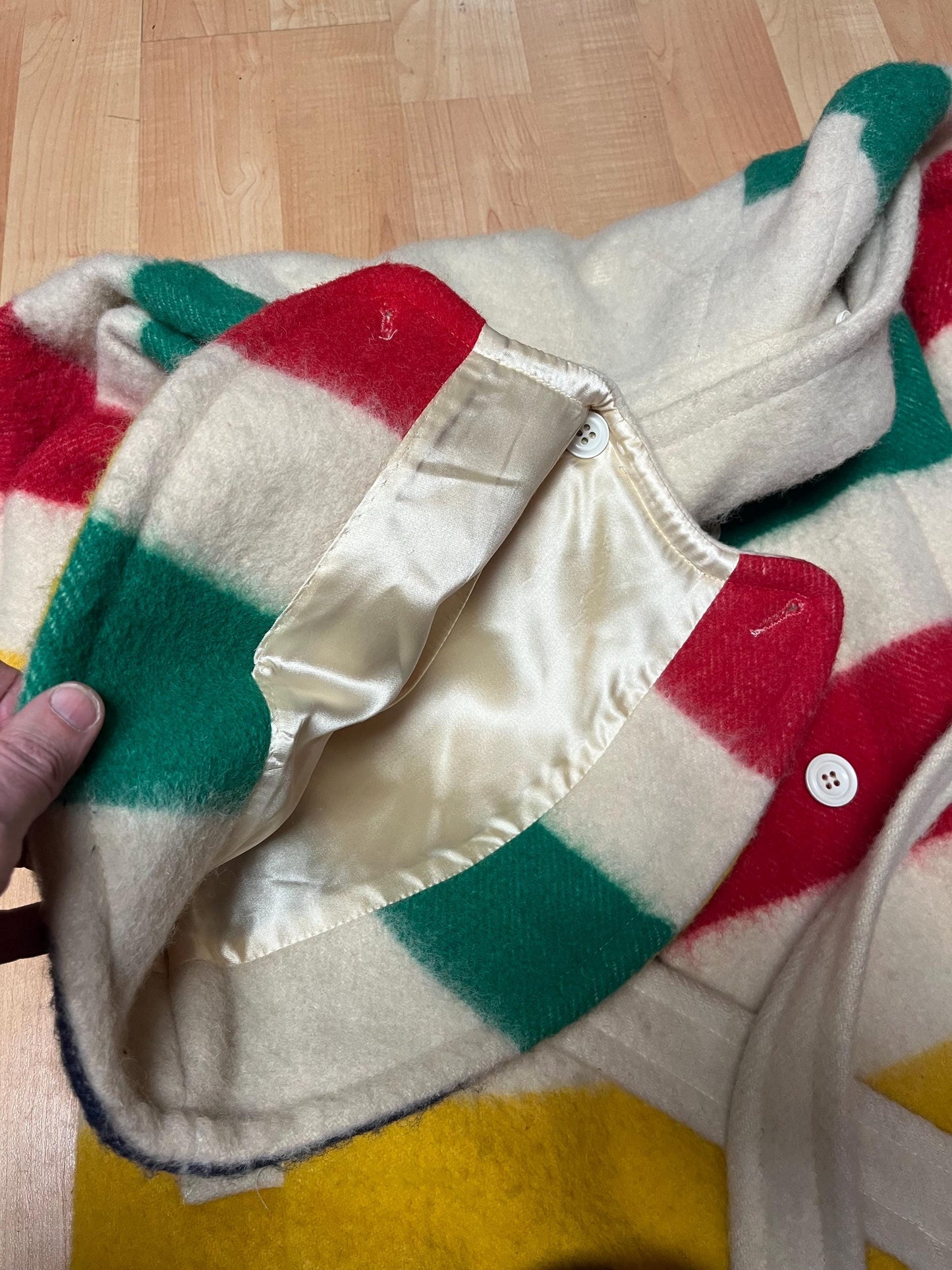 Amazing authentic Hudson Bay Company coat with hood  44 inches tall x 24 inch chest - 27 sleeves and 14 hood  super condition