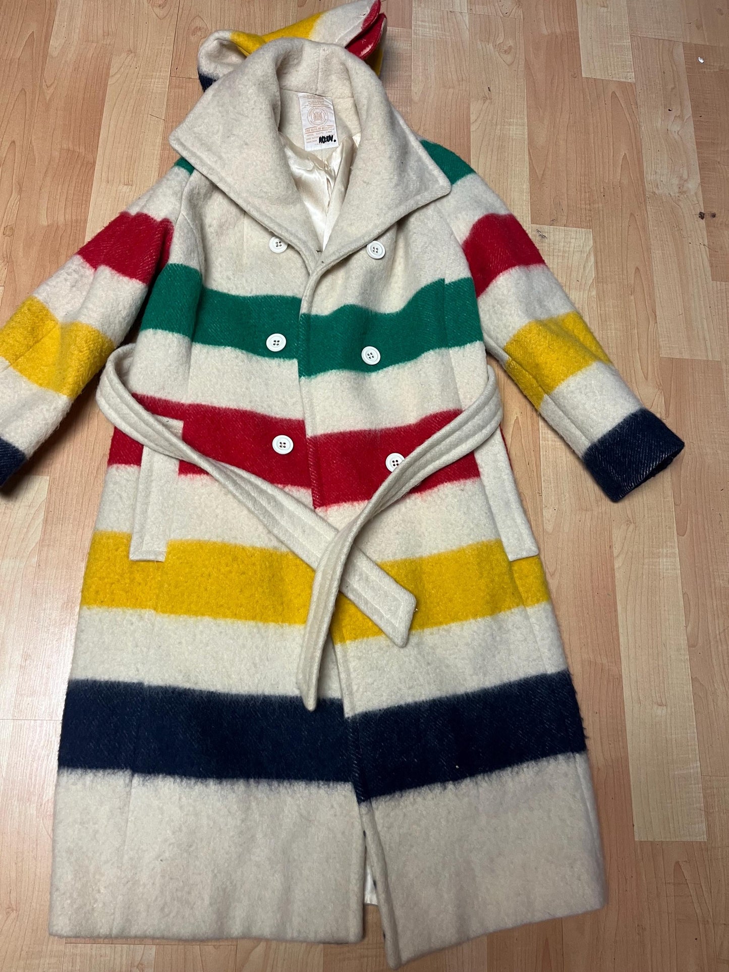 Amazing authentic Hudson Bay Company coat with hood  44 inches tall x 24 inch chest - 27 sleeves and 14 hood  super condition