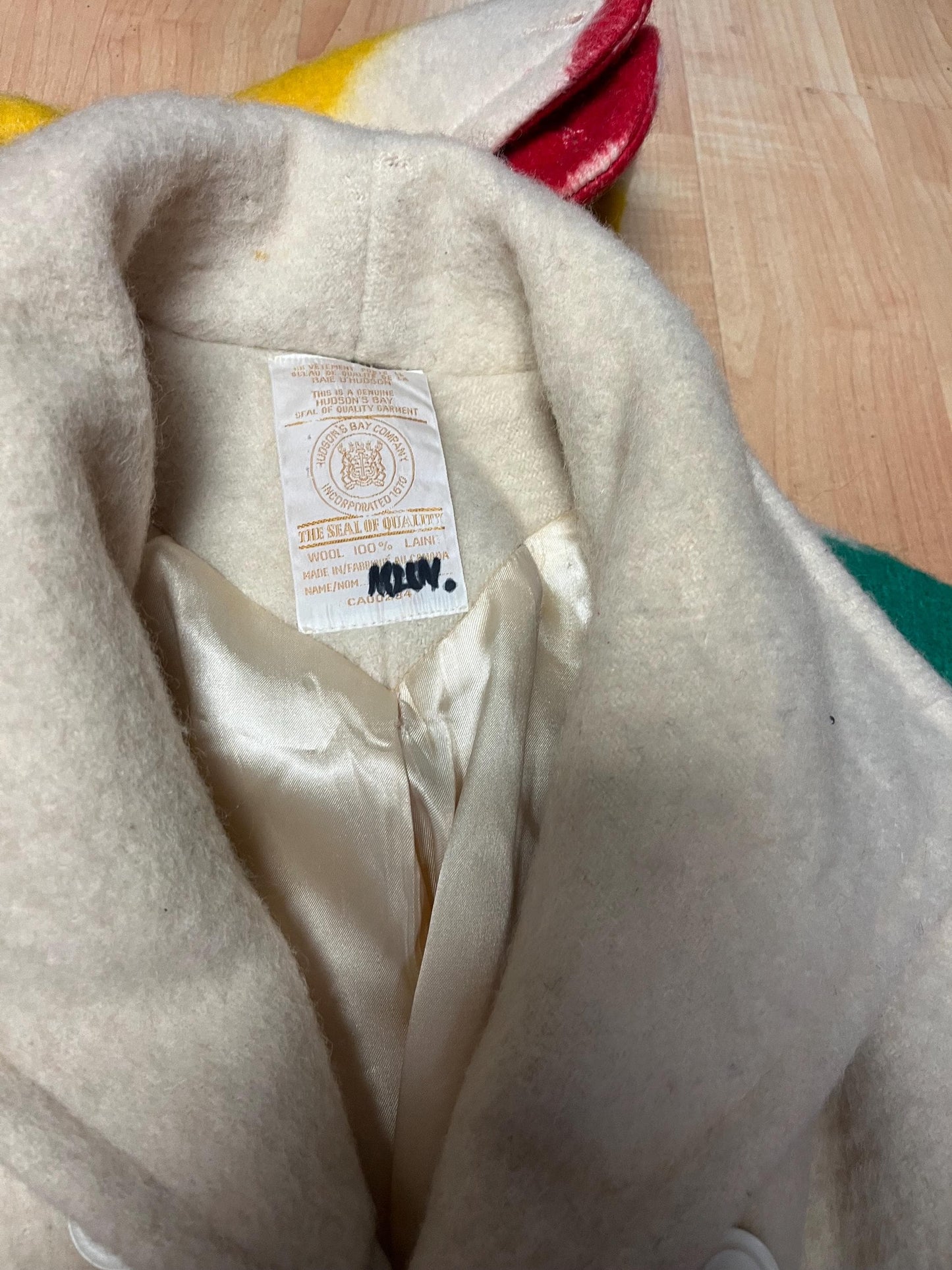 Amazing authentic Hudson Bay Company coat with hood  44 inches tall x 24 inch chest - 27 sleeves and 14 hood  super condition