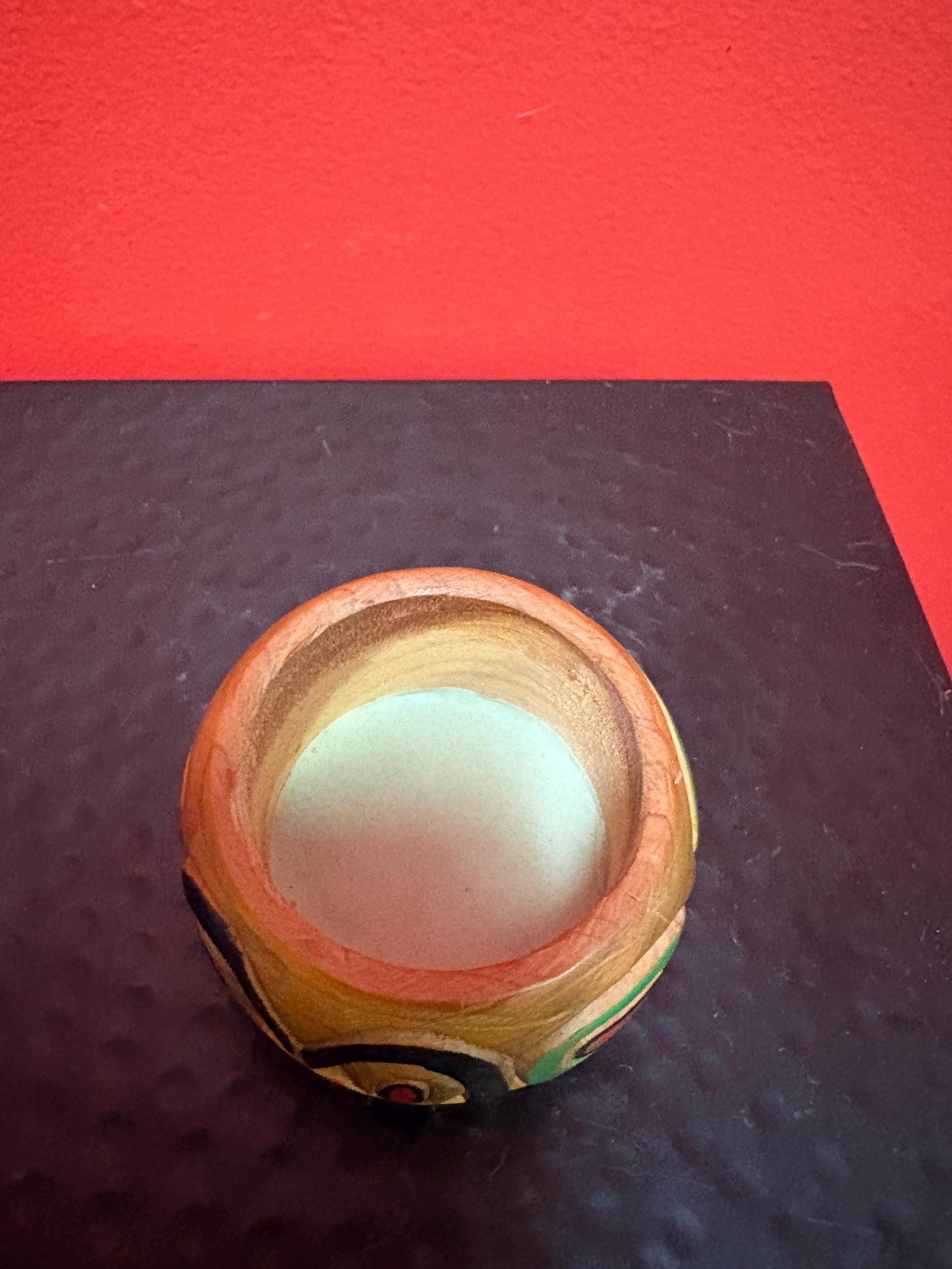 Amazing signed frog bowl 2.5 x 2 high by Lambert Goldsmith  indigenous first nations Pacific Northwest Coast frog bowl- wow