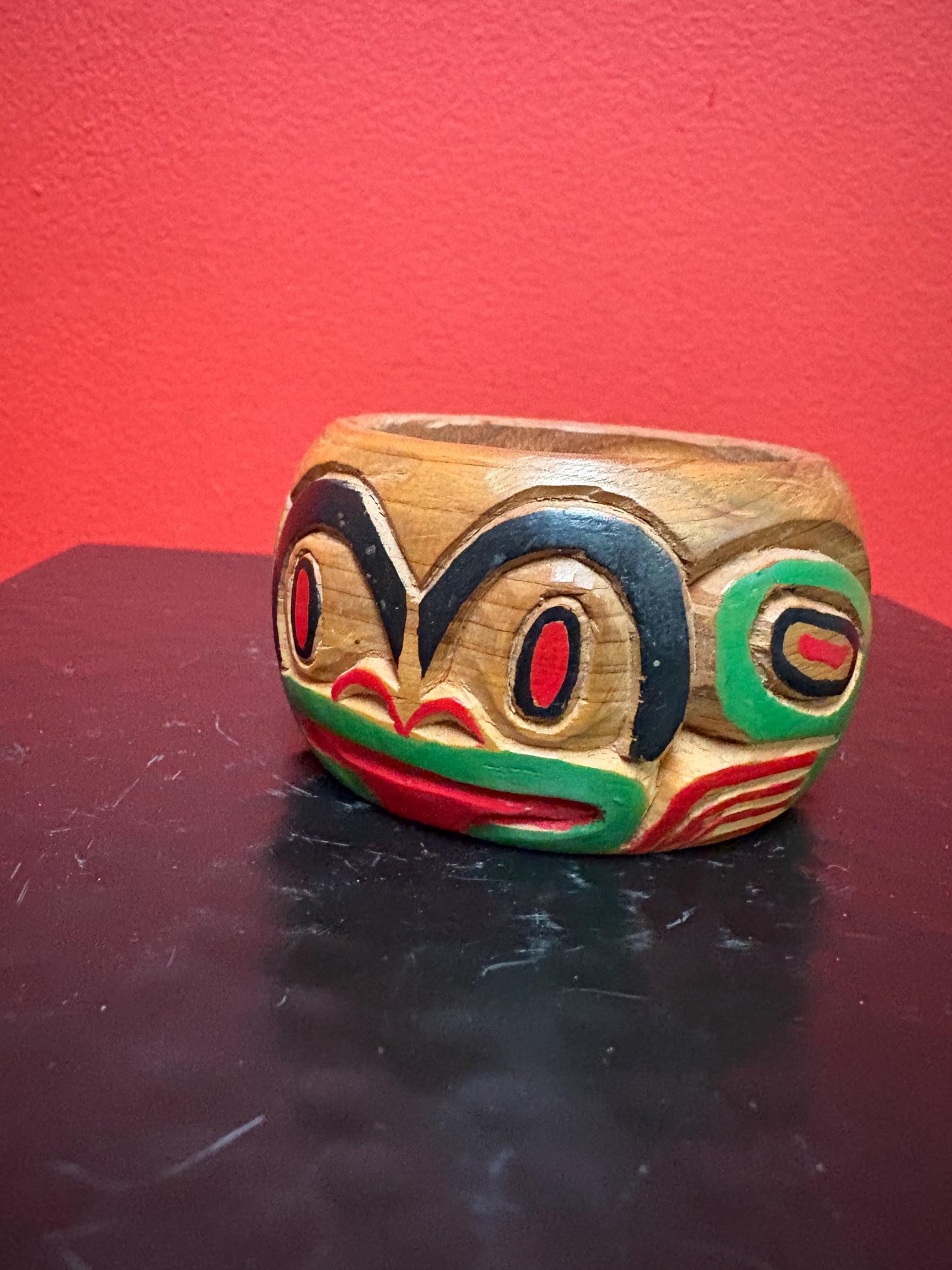 Amazing signed frog bowl 2.5 x 2 high by Lambert Goldsmith  indigenous first nations Pacific Northwest Coast frog bowl- wow