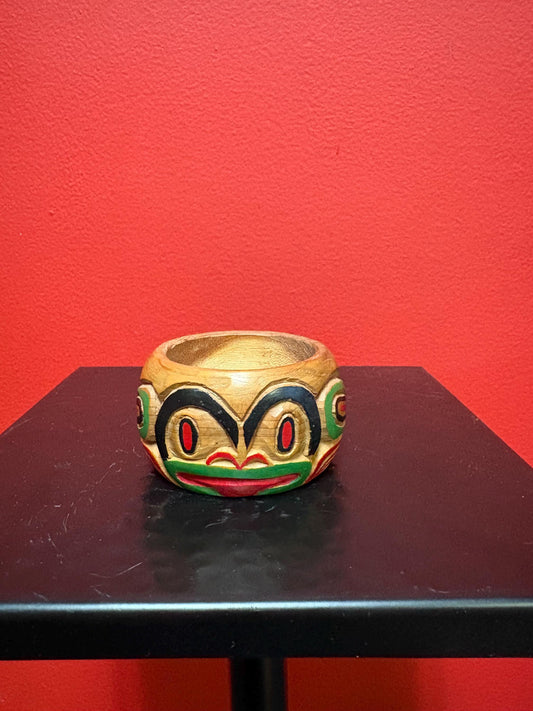 Amazing signed frog bowl 2.5 x 2 high by Lambert Goldsmith  indigenous first nations Pacific Northwest Coast frog bowl- wow
