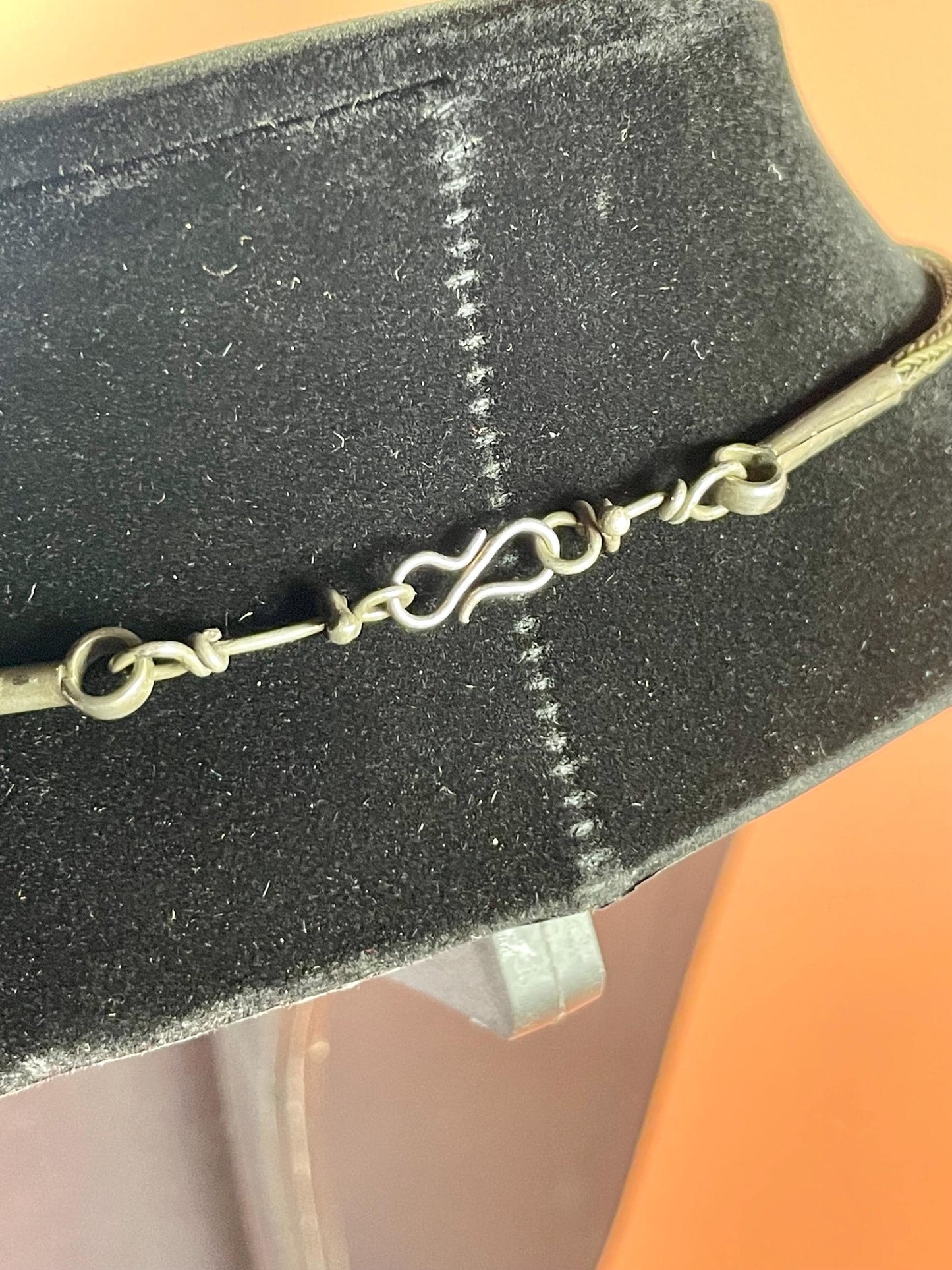 Intricately Designed Pentagon-Shaped Tibetan Necklace with Metal Drop Beads