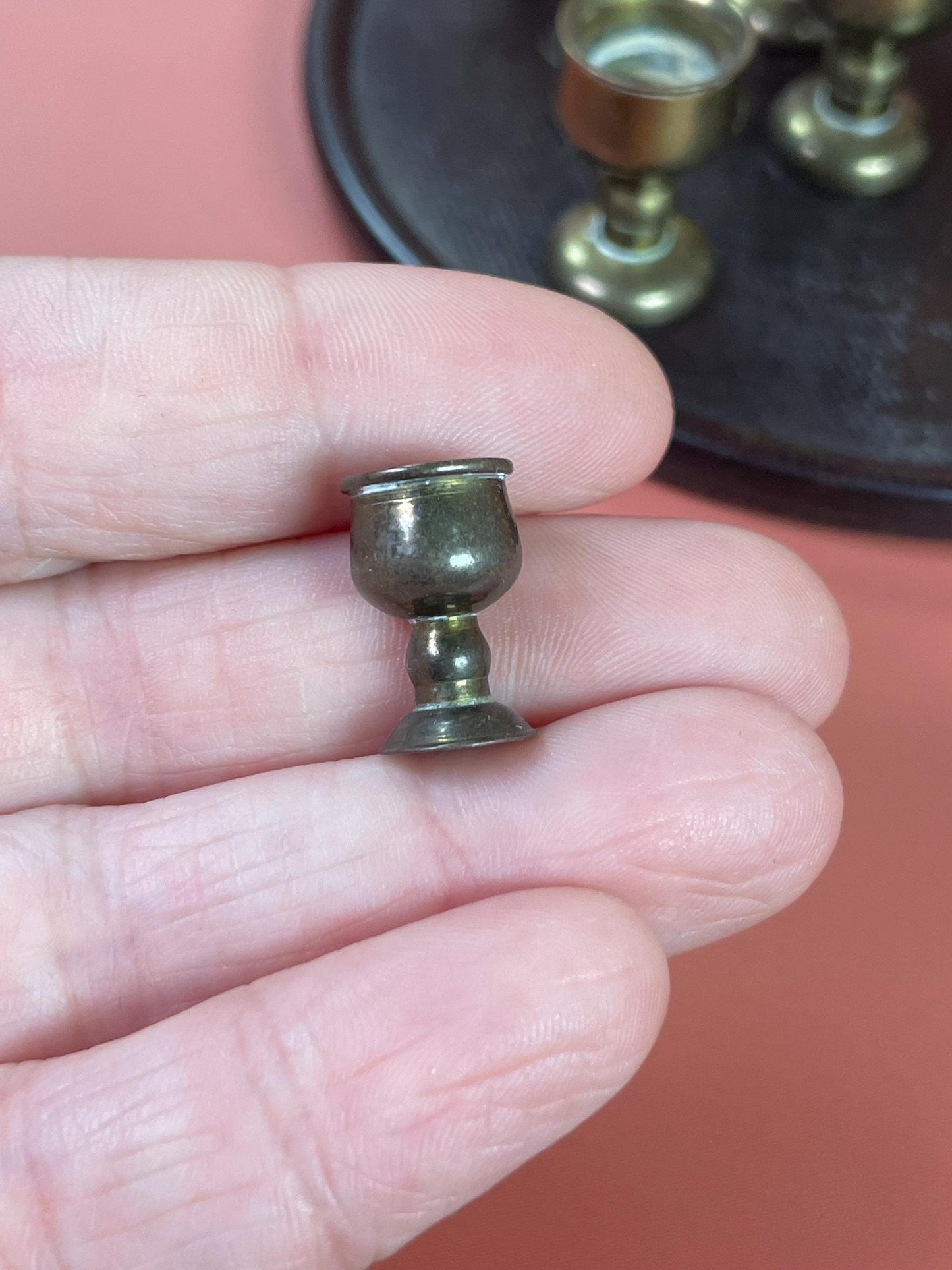 Set of Miniature Brass Bottle/Cup Set with Tray