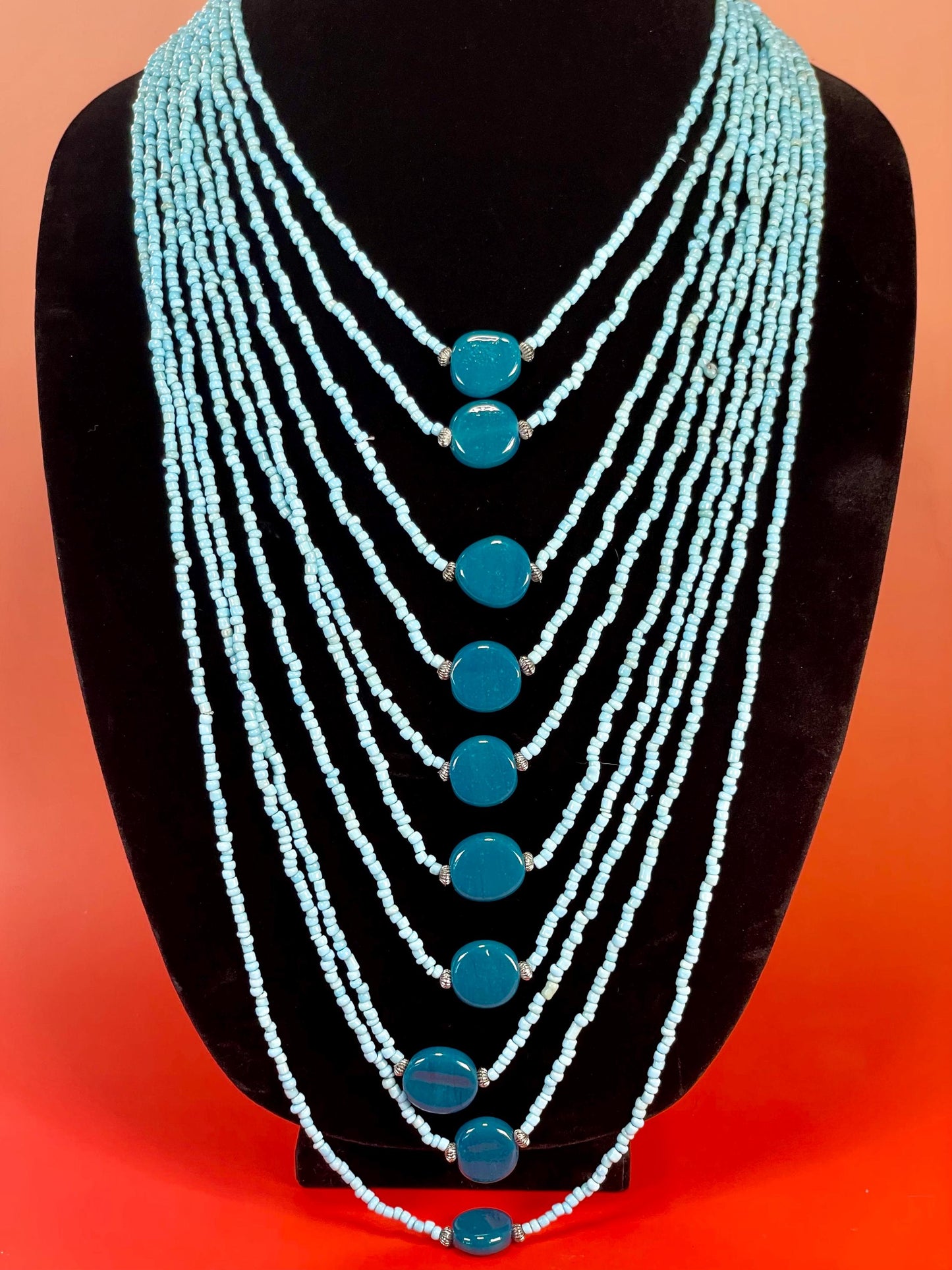 Elegant Turquoise and stone Beaded Layered Necklace
