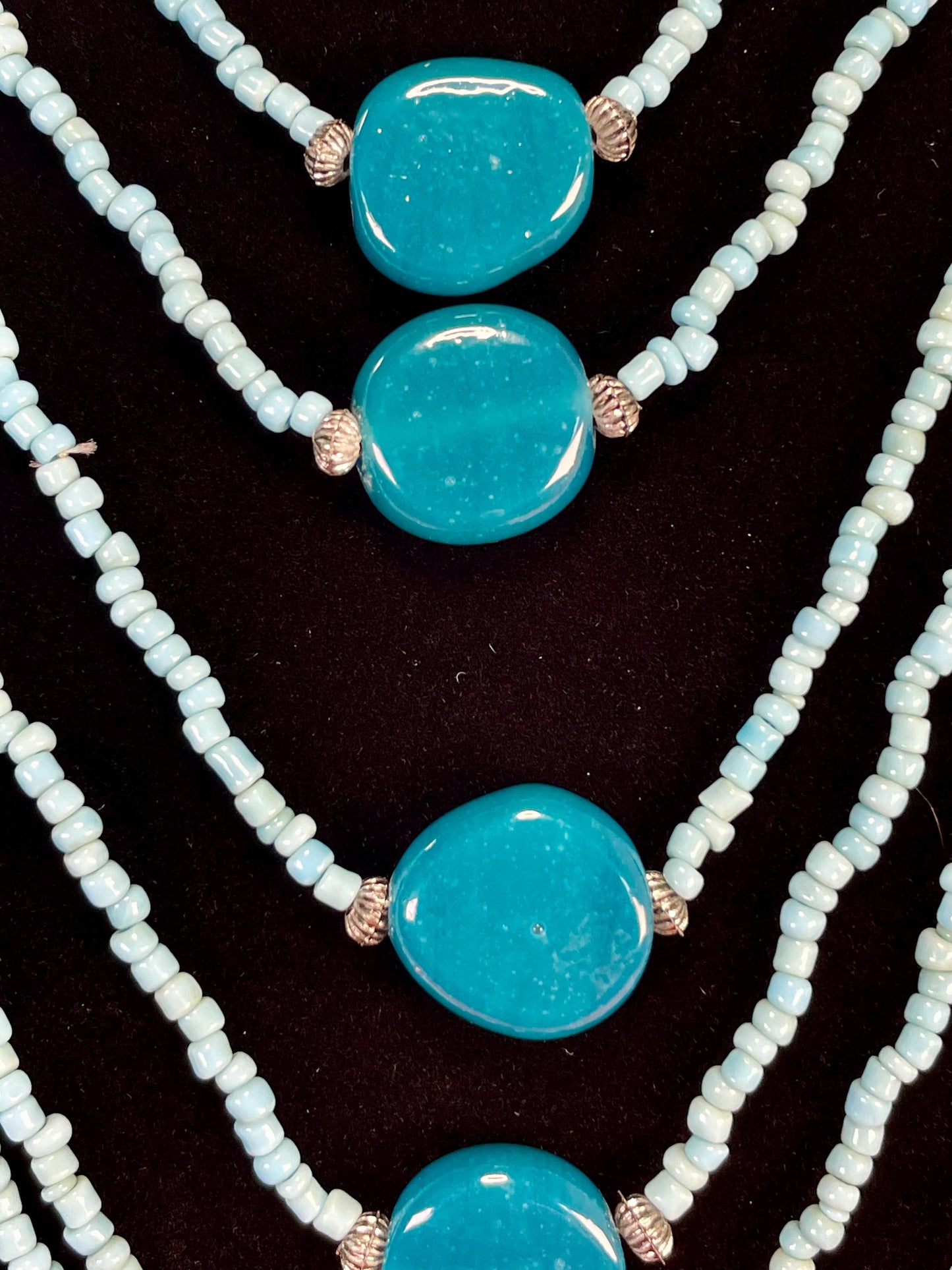 Elegant Turquoise and stone Beaded Layered Necklace