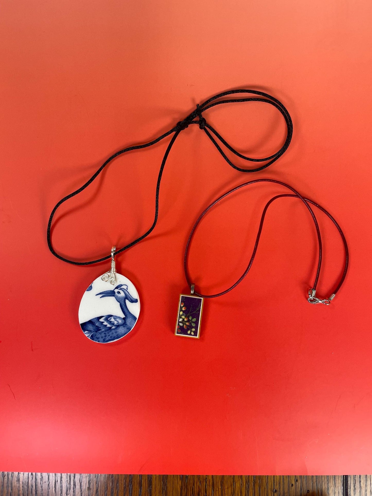 Lot of 2 Asian design Pendant Necklaces