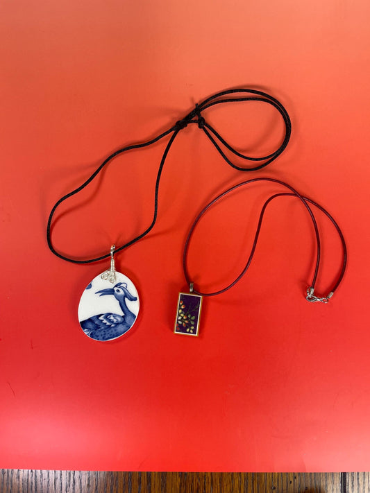 Lot of 2 Asian design Pendant Necklaces