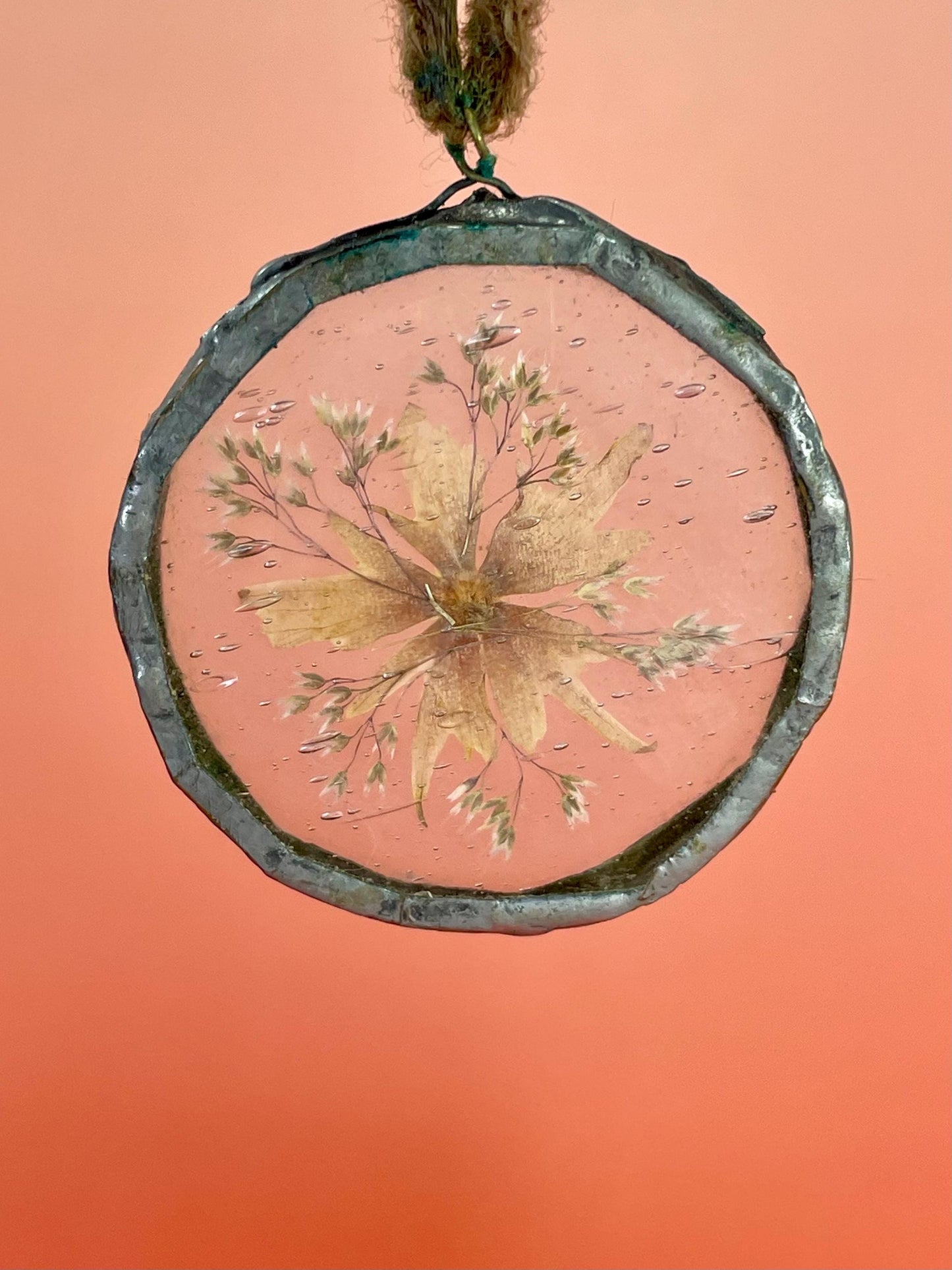 Beautiful Pressed Flower in Glass Pendant Necklace