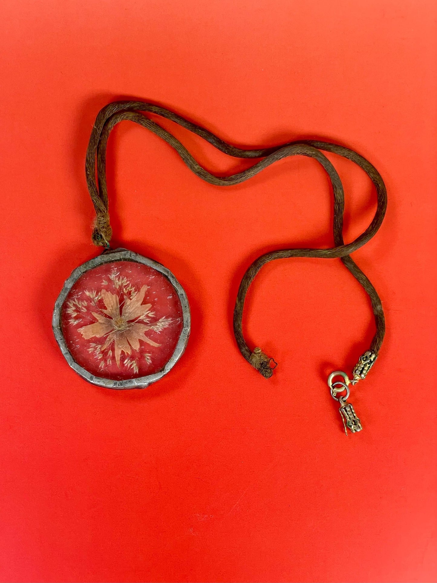 Beautiful Pressed Flower in Glass Pendant Necklace