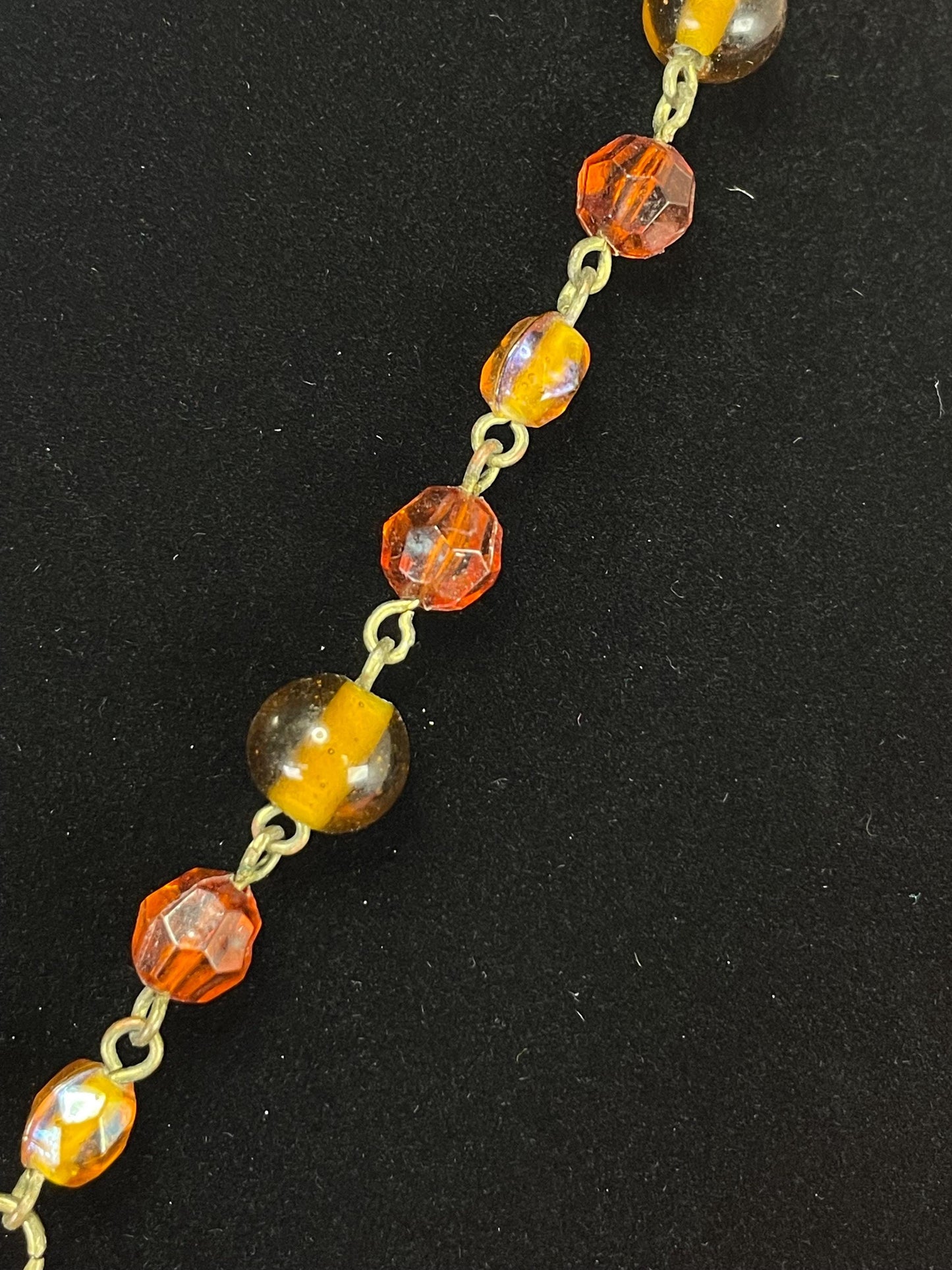 Unusual Amber Coloured pendant with Beaded necklace