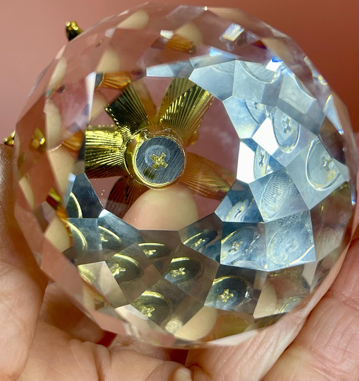 Lovely Crystal and Brass Pineapple 4.5 inches tall