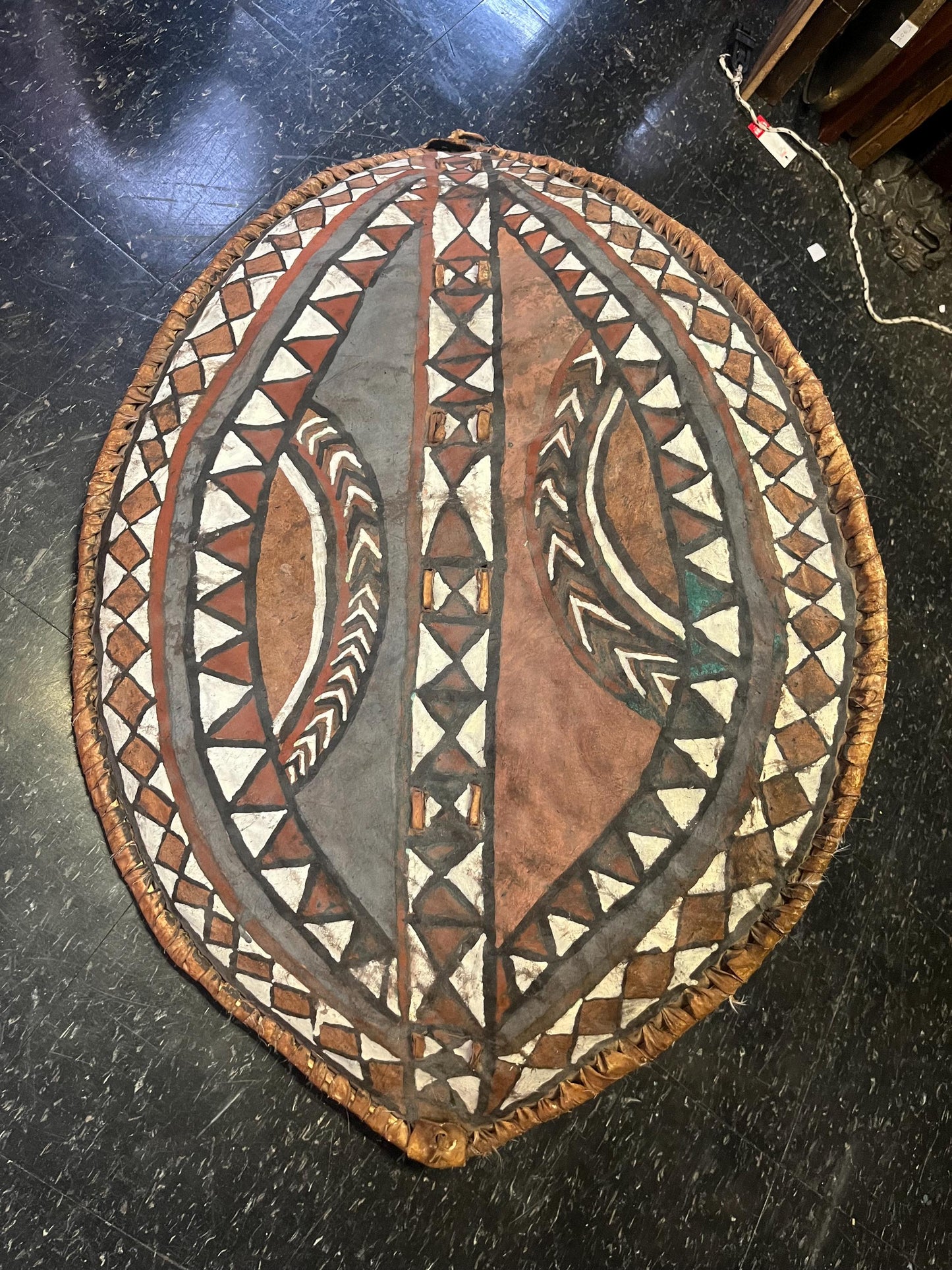 Super massive 38 x 22 inch authentic antique African shield  -  good old condition