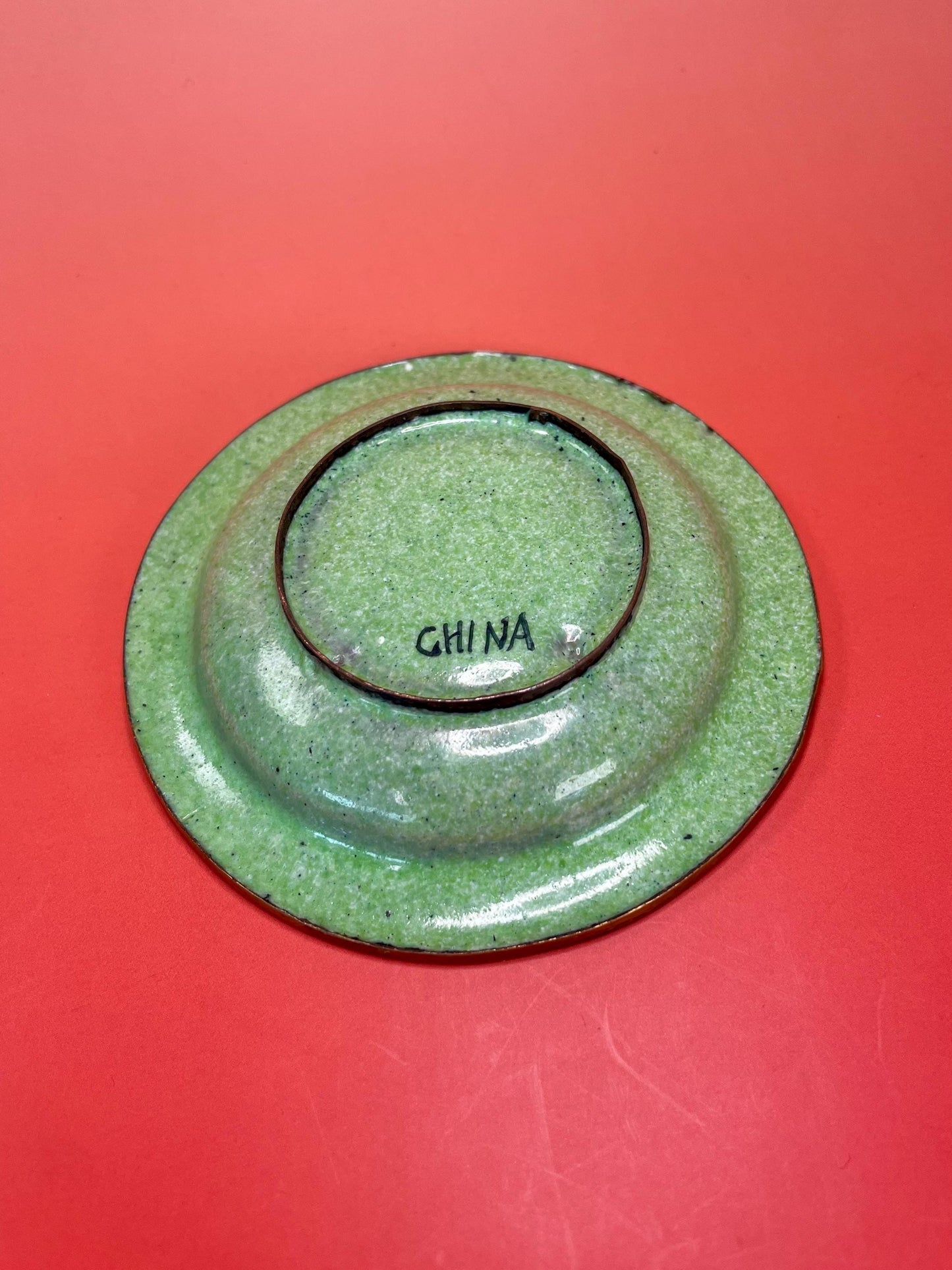 Chinese enamel Dish 1950s   3.5 inches