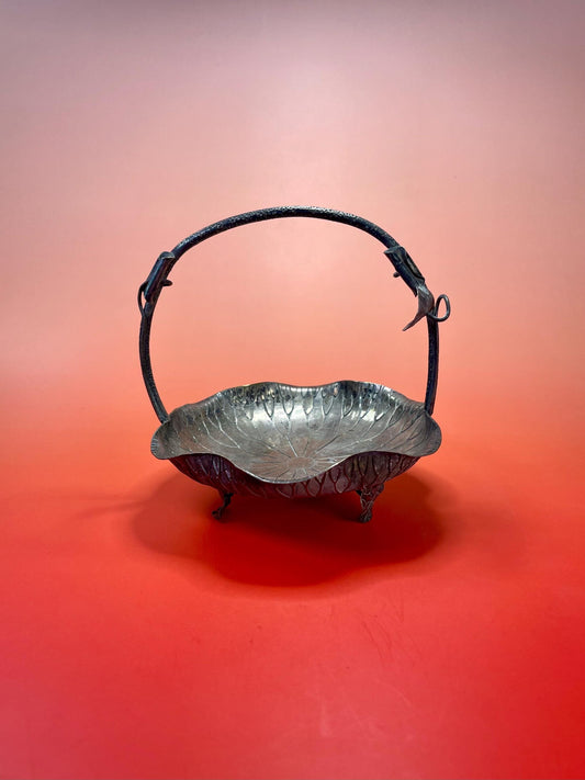 Antique Silver Plated Art Nouveau Lily Pad Dish