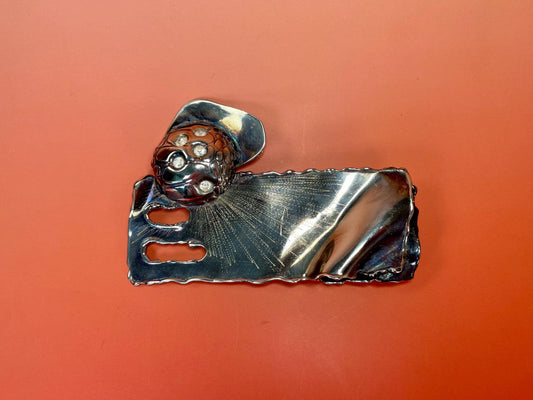 Approx 4.25 inch wide x 3 inch high Cool Brutalist Brooch  1950s