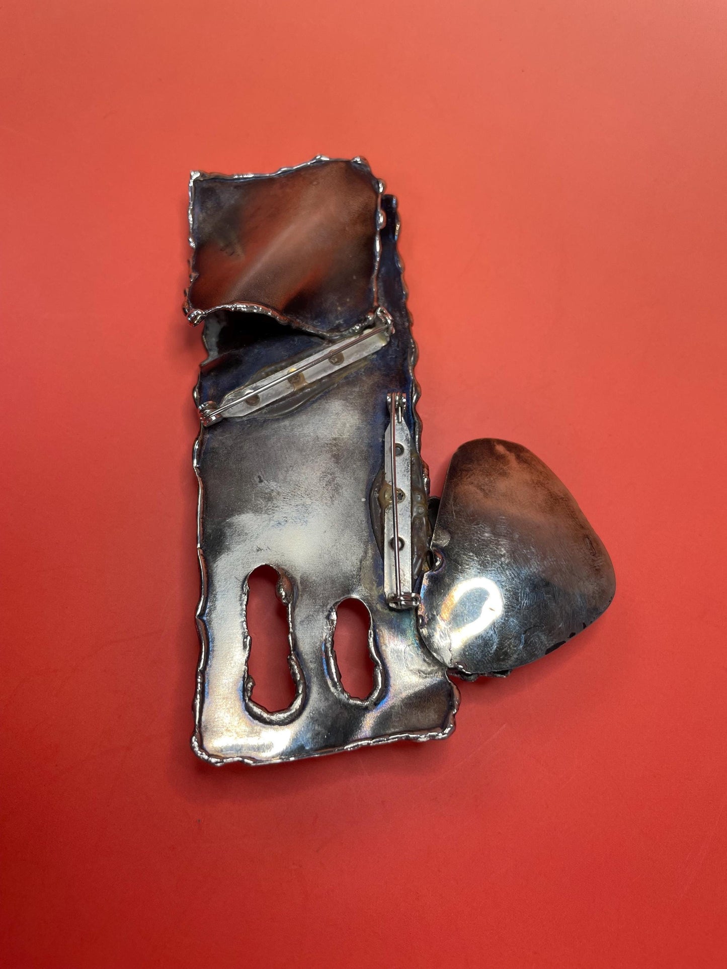 Approx 4.25 inch wide x 3 inch high Cool Brutalist Brooch  1950s