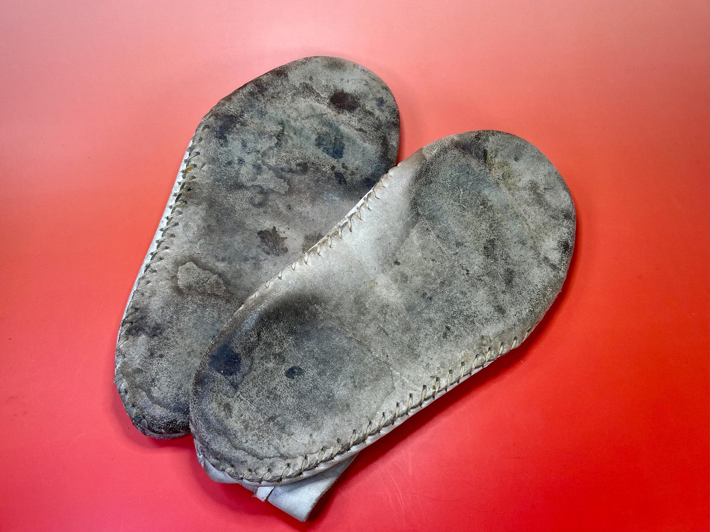 9.75 inch indigenous first nations antique leather and beaded moccasins  lovely design