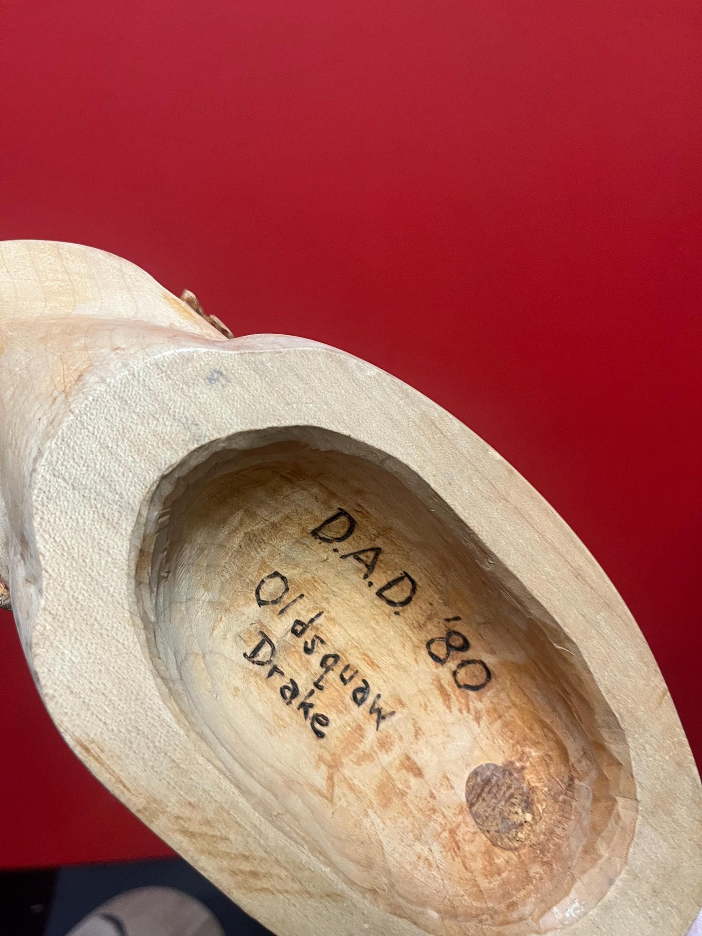 Beautiful signed 12 inch long Canadian cedar duck -   Great detail - simply perfect  wow