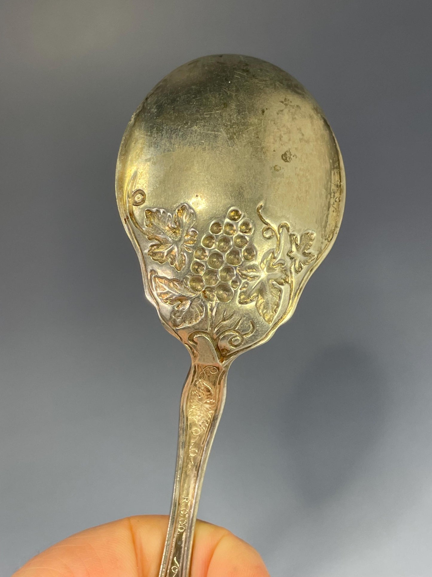 A Lovely Grape Design Silver Plated serving spoon  ready to gift or use