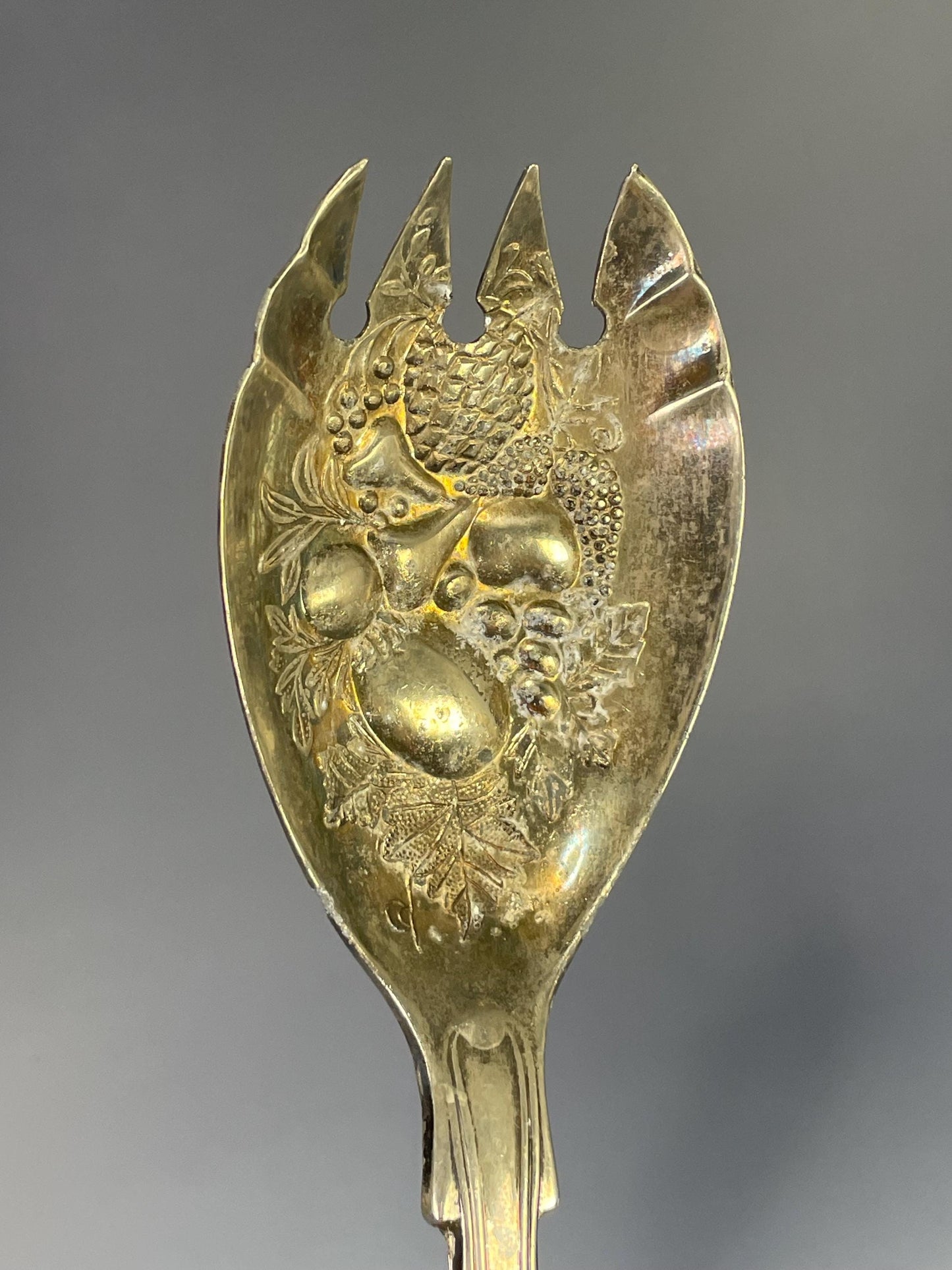 Lovely pair Antique Italian 9 inch long silver plated berry spoons  wonderful gift