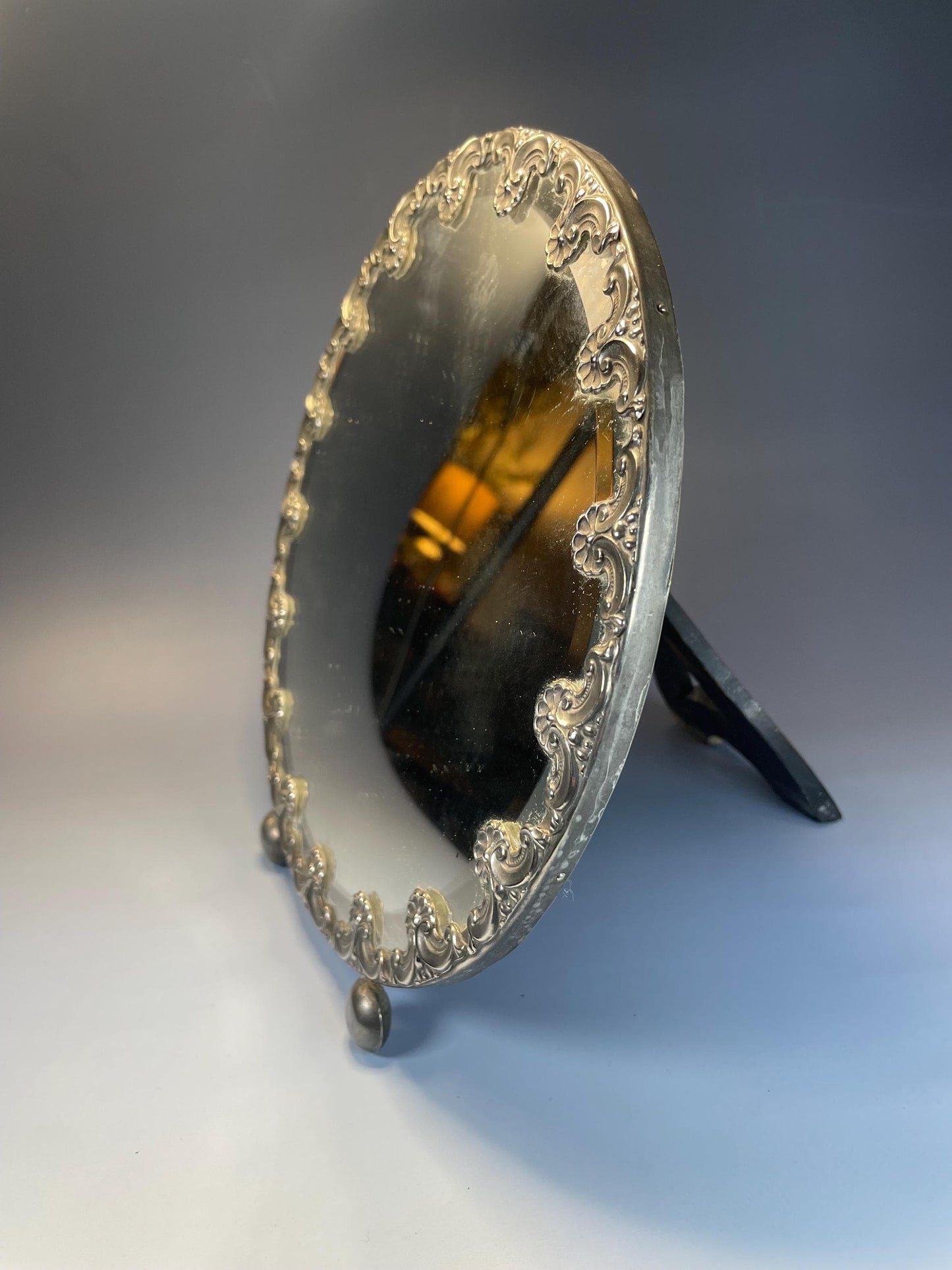 Beautiful Ornate Antique Silver Plated Mirror