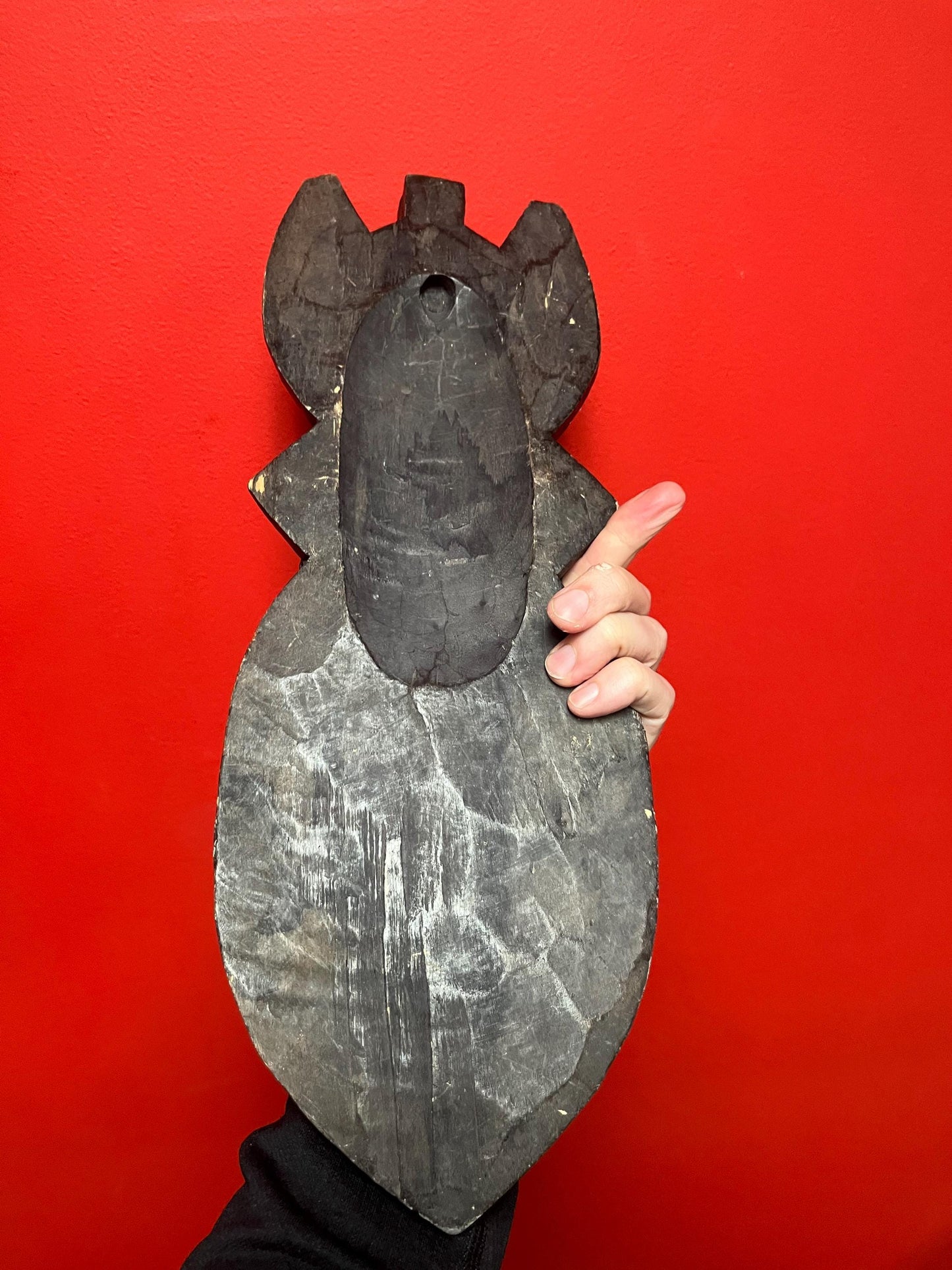 Beautiful African Ghana mask  17 inches long with couple beads missing  beautiful imagery- great value