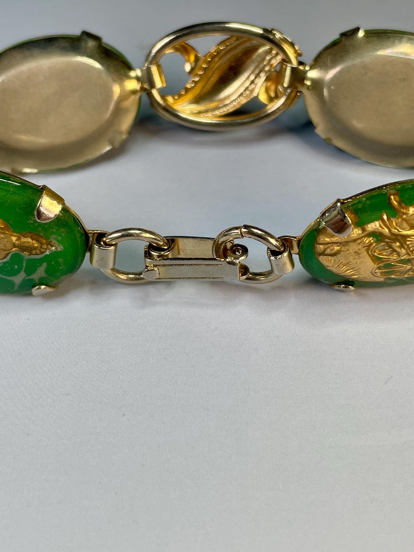Elegant Vintage Enamel and Gold-Tone Bracelet