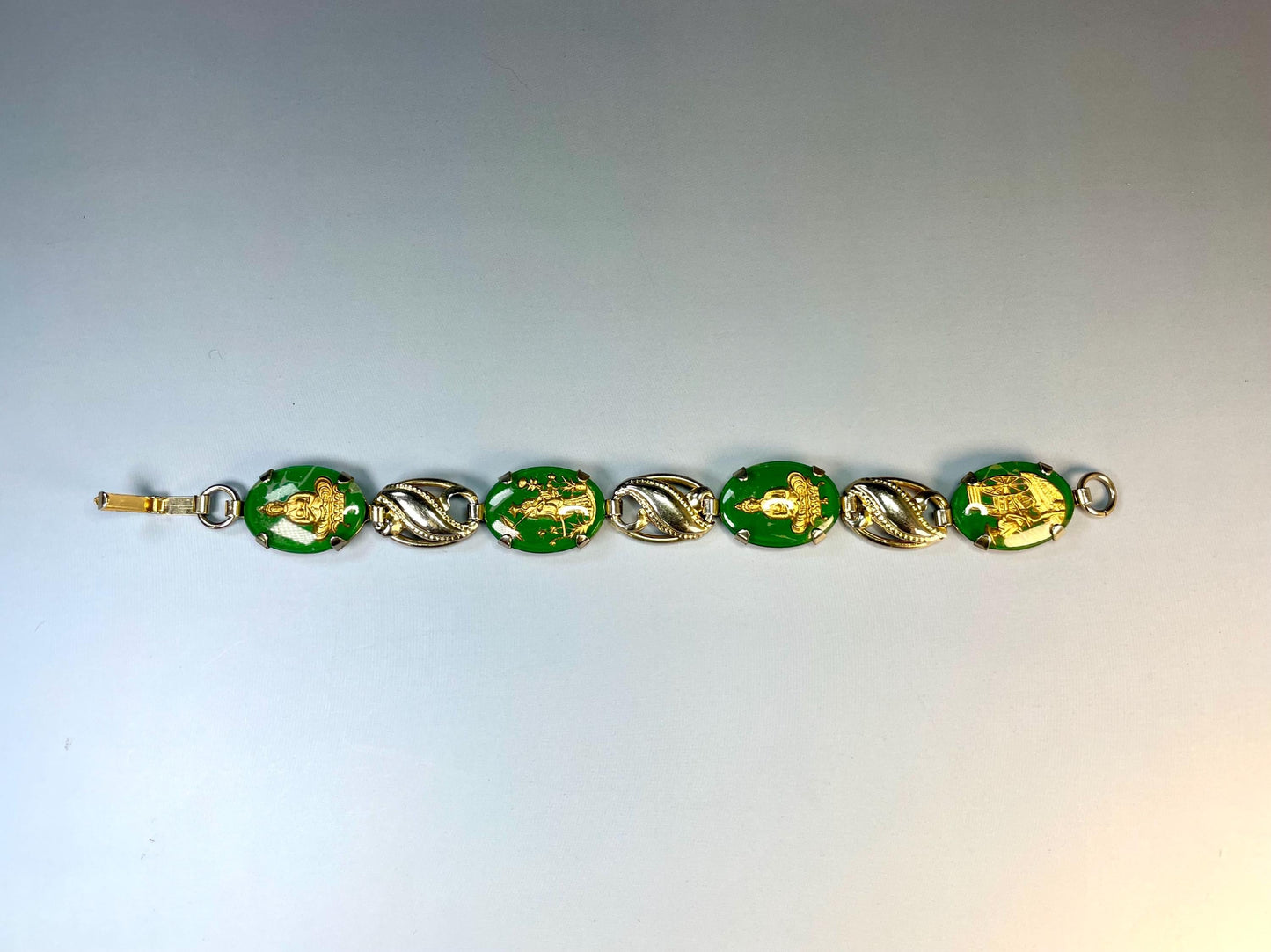 Elegant Vintage Enamel and Gold-Tone Bracelet