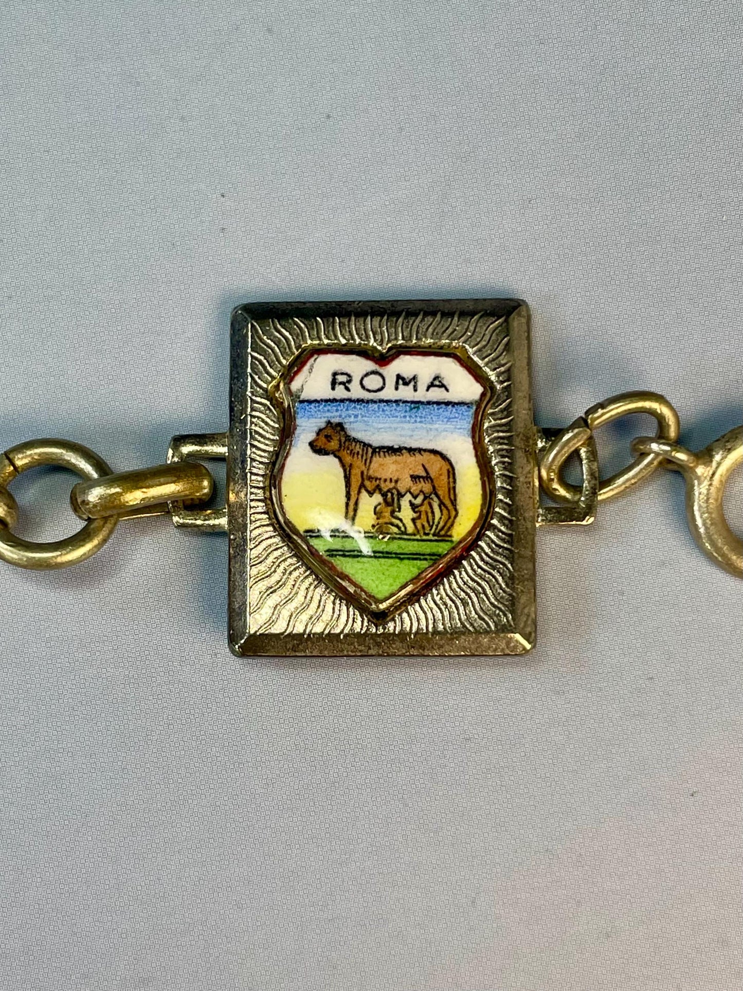 Classic Metal Link Bracelet with Italian Imagery  Timeless and Versatile