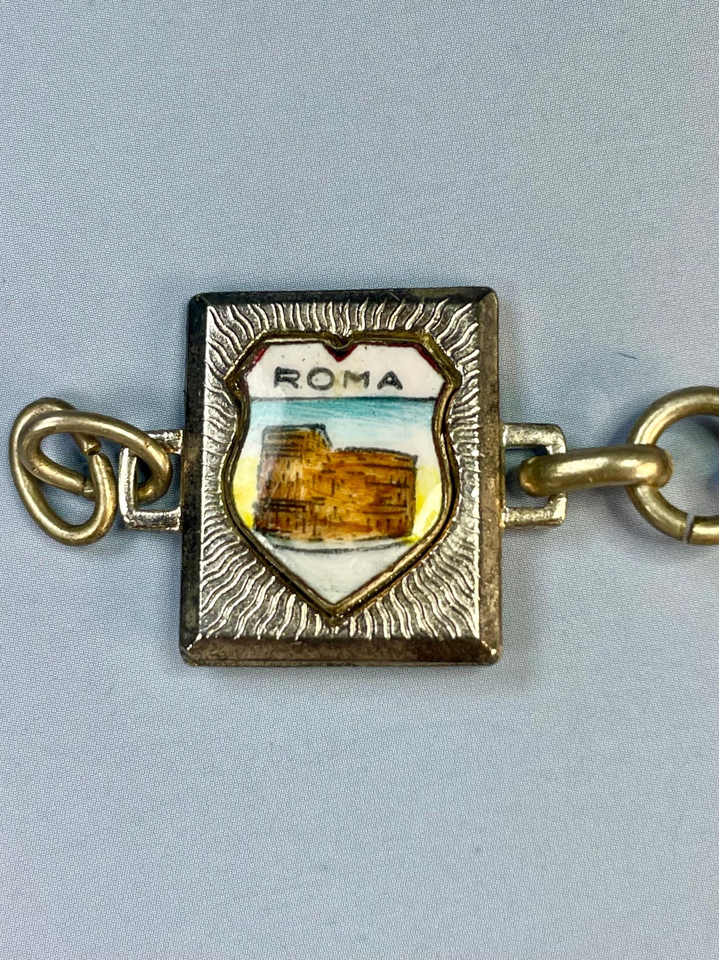 Classic Metal Link Bracelet with Italian Imagery  Timeless and Versatile