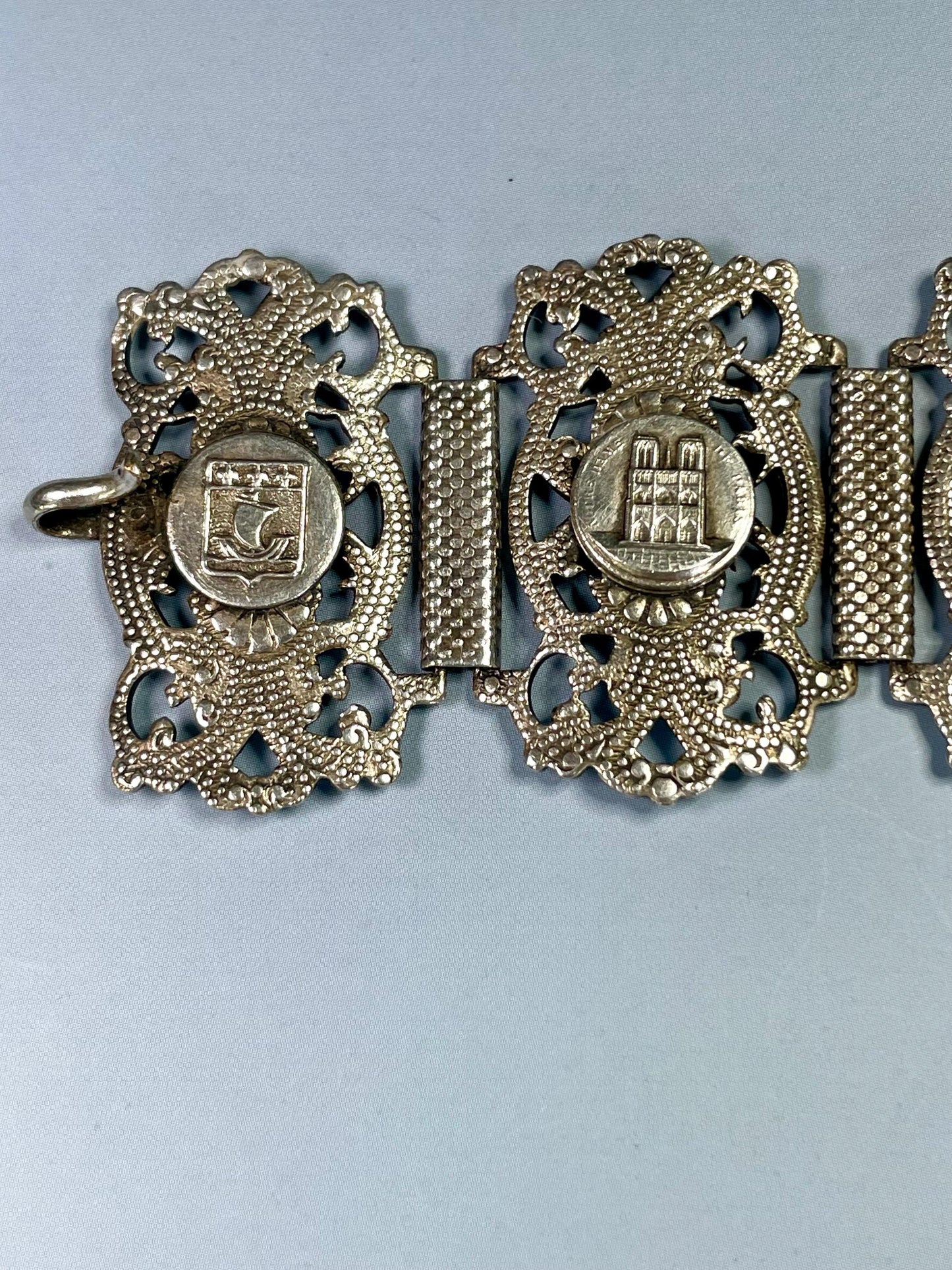 Classic Metal Link Bracelet with Parisian Imagery  Timeless and Versatile