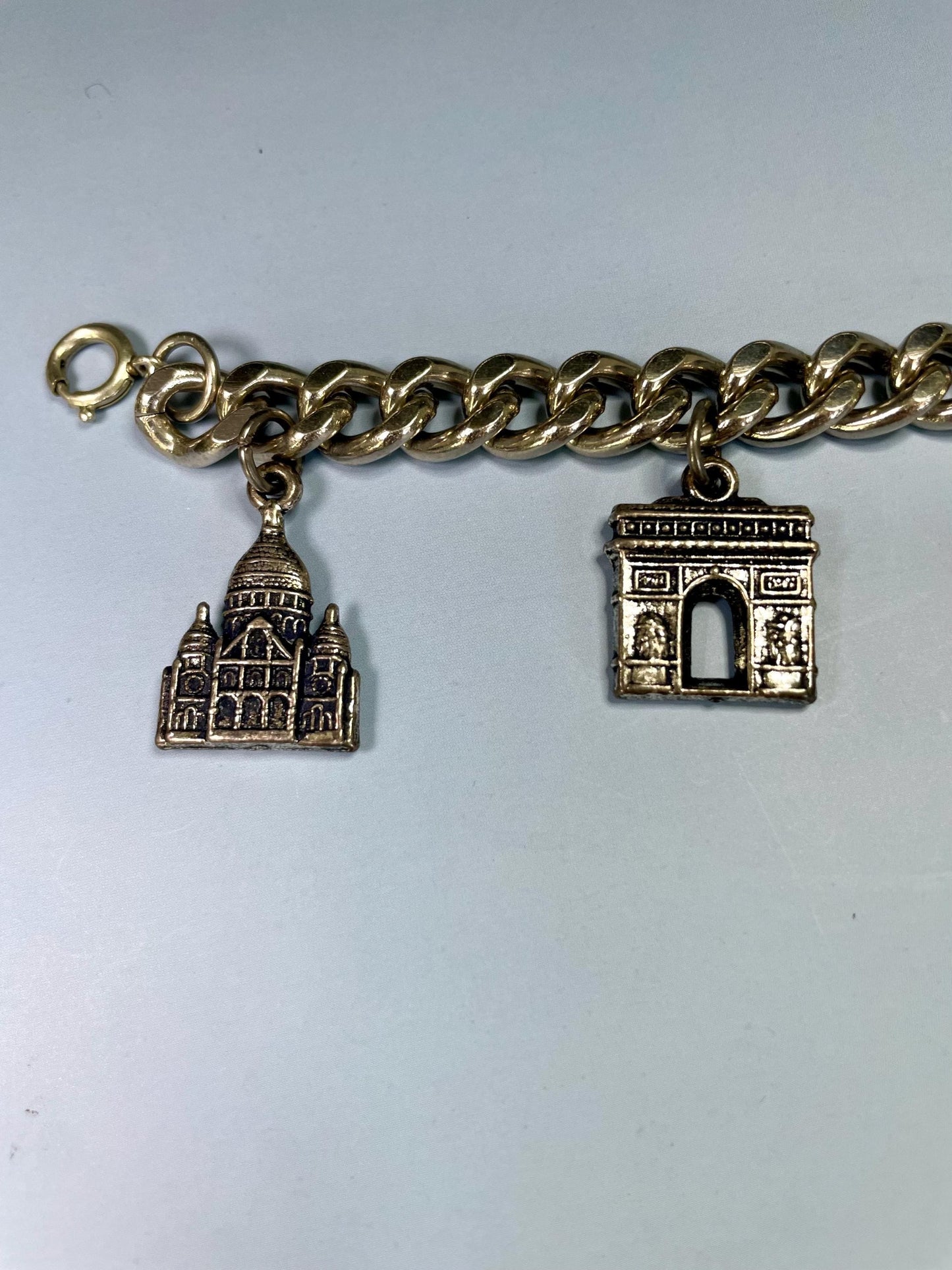 Classic Metal Link Bracelet with Paris Charms  Timeless and Versatile