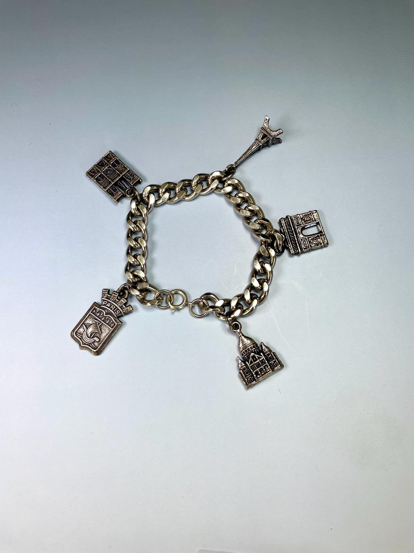 Classic Metal Link Bracelet with Paris Charms  Timeless and Versatile